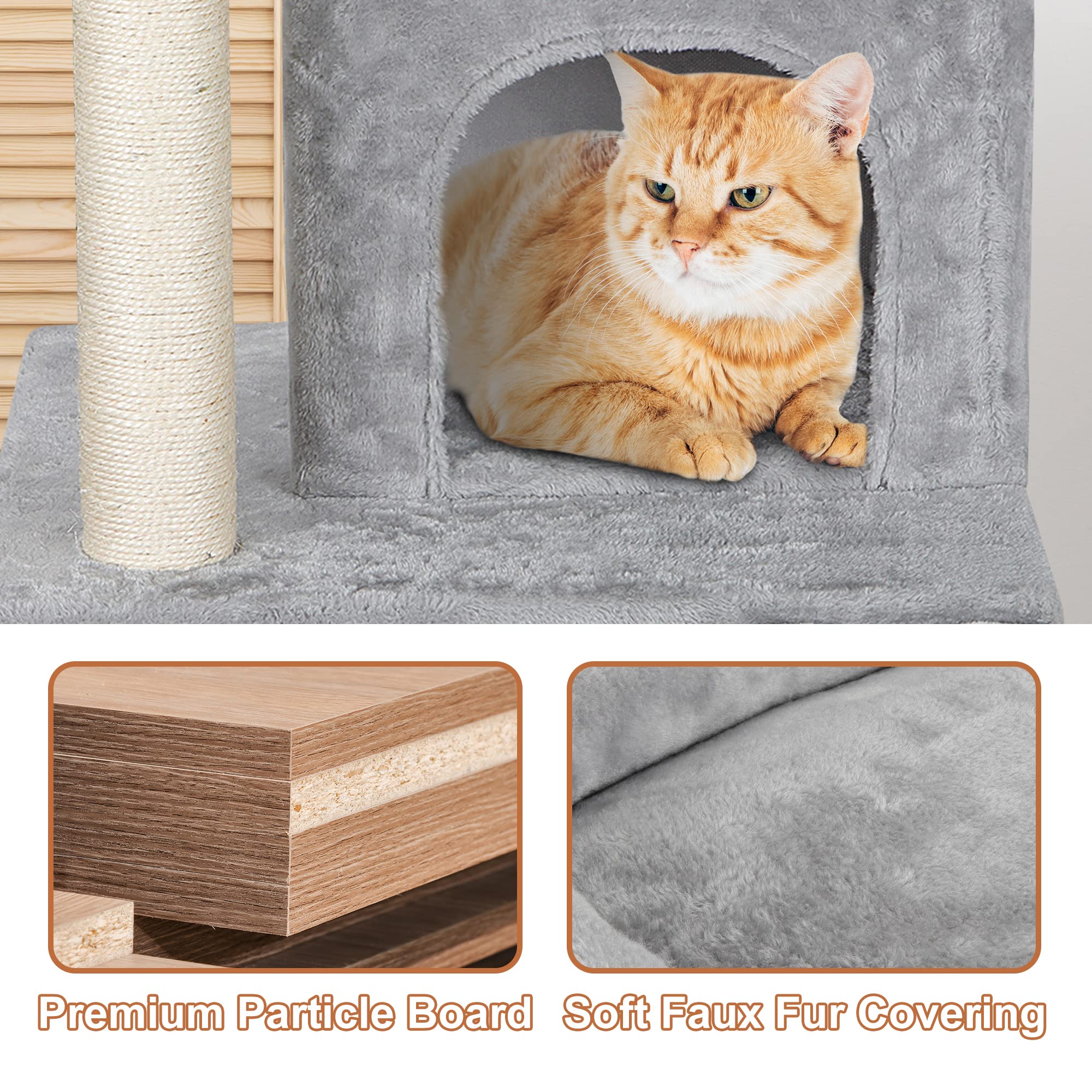 Zeny 33.5 Inches Cat Tree Tower With Scratching Posts - Kittens House Furniture Trees