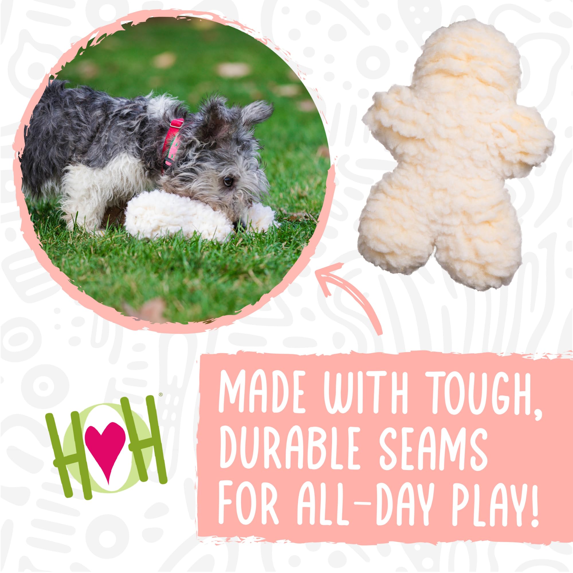 Hugglehounds Plush Bone Dog Toy - Dog Fuzzy Bone Toy, Fuzzy Soft Fleece, Durable Stuffed Dog Toy For Large Breeds, Puppies, Faux