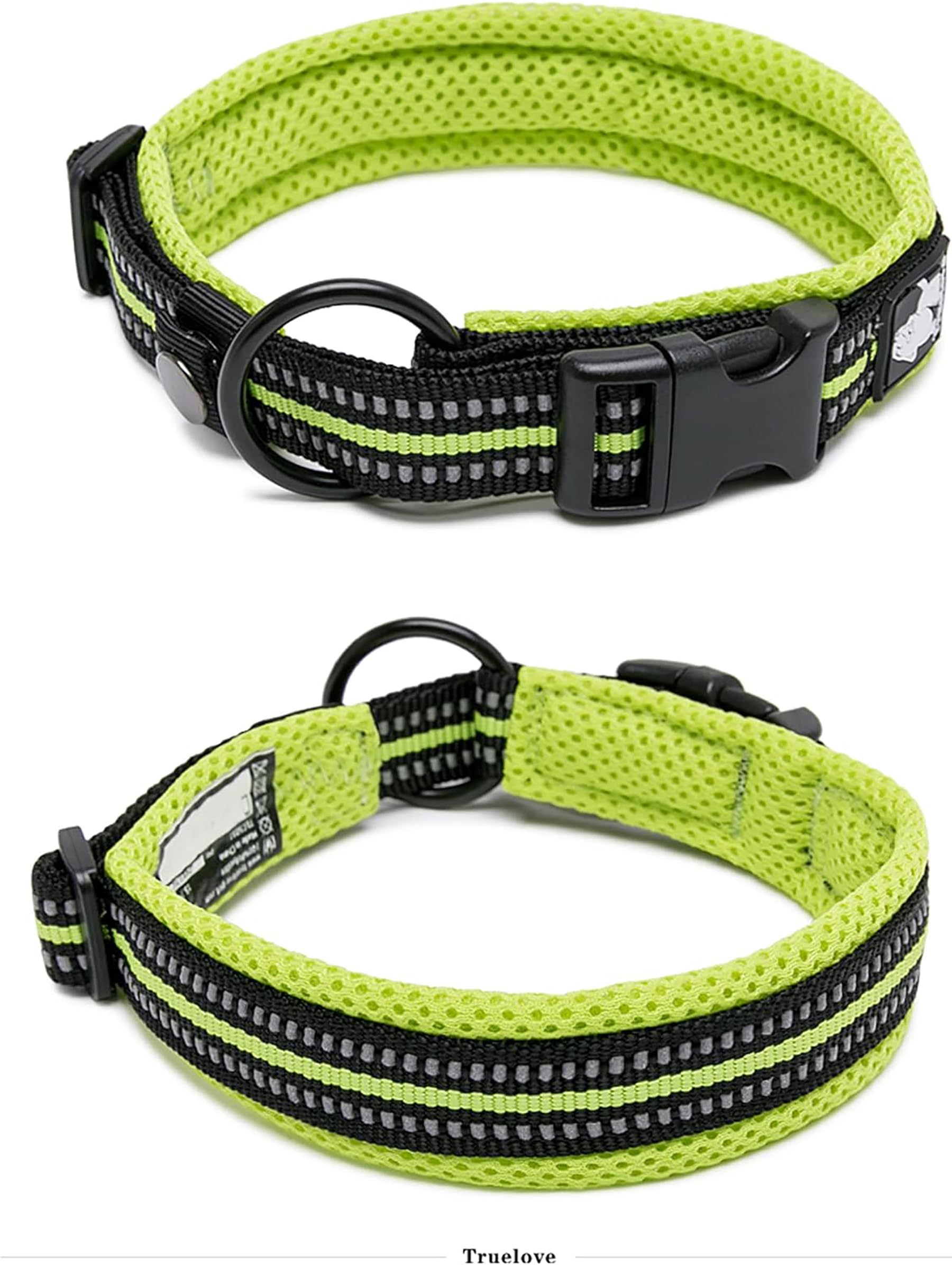 Truelove Dog Collar Reflective Premium Duraflex Buckle,High Grade Nylon Webbing No Choke Basic Collars Tlc5011(Neon Yellow,Xl)
