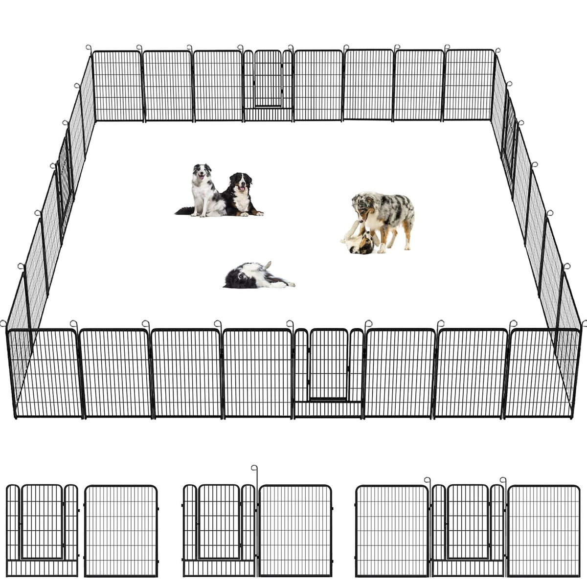 Jhsomdr Dog Playpen Outdoor, 40 Inch Height 42 Panels Heavy Duty Pet Fence Playpen With Door, Anti-Rust Dog Exercise Pen With Lo