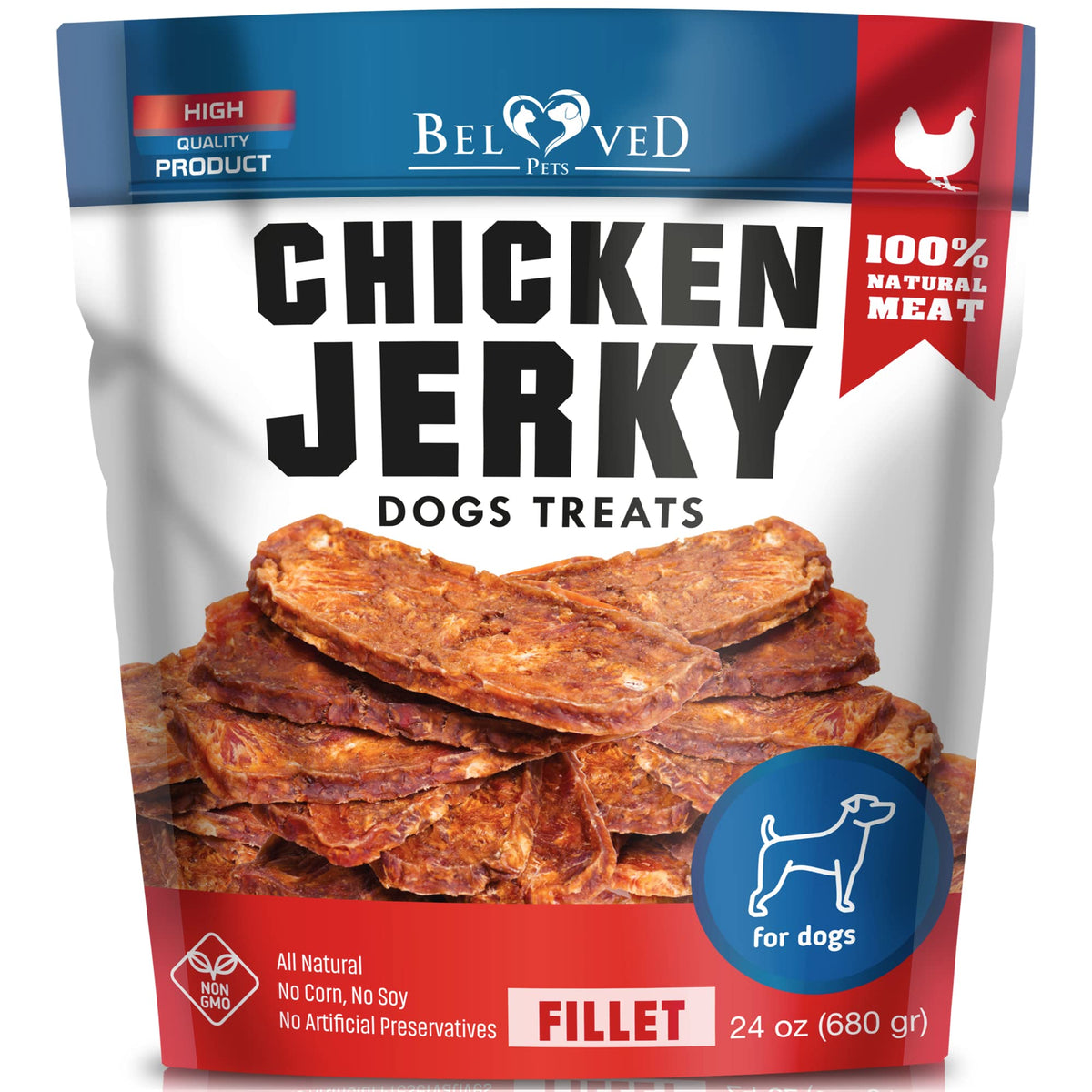 Chicken Jerky Dog Treats 1.5 Lb - Human Grade Pet Snacks & Grain Free Meat - All Natural High Protein Dried Strips - Best Chews 