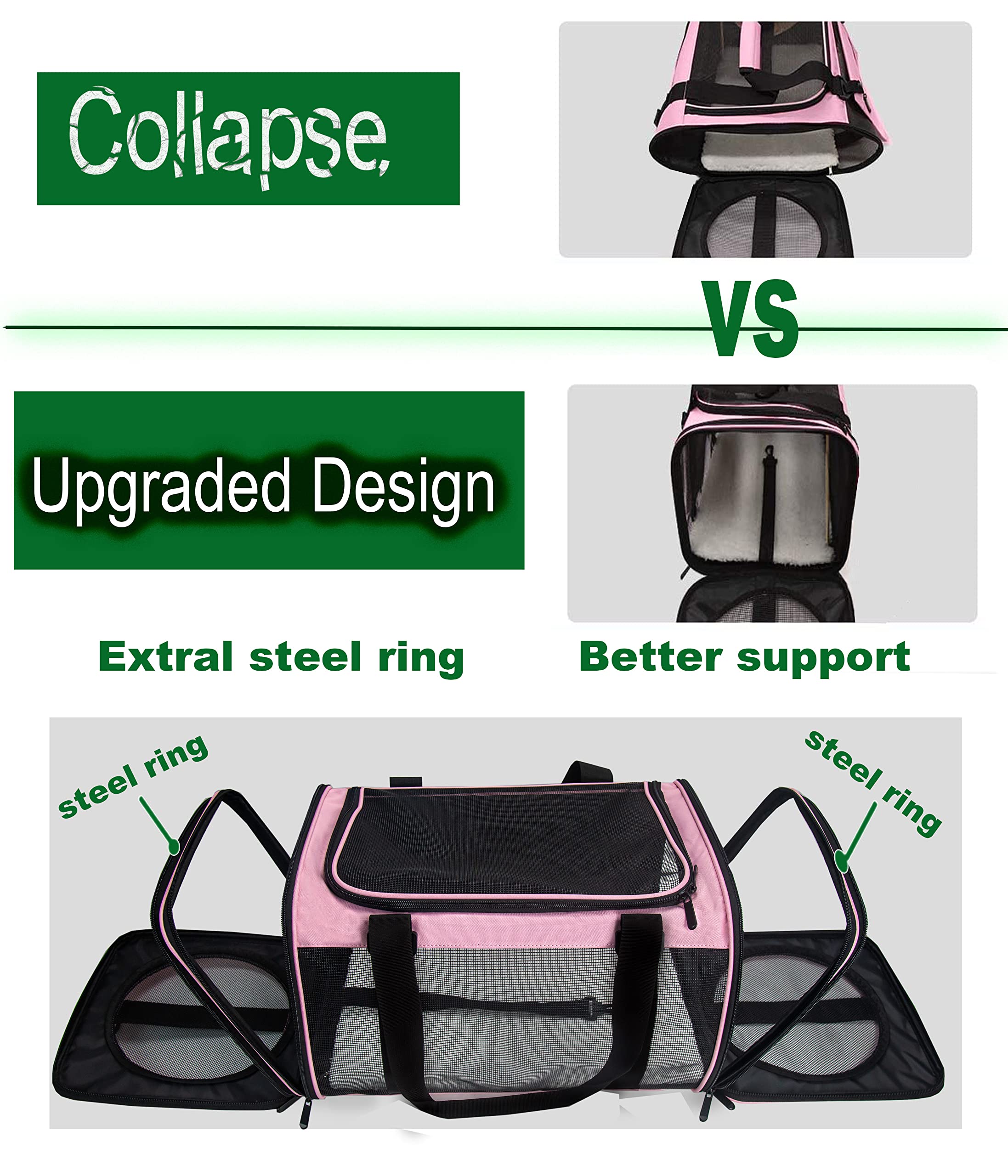 Nextfri Soft-Sided Pet Carrier For Cats Small Dogs Of 15 Lbs Medium Pink