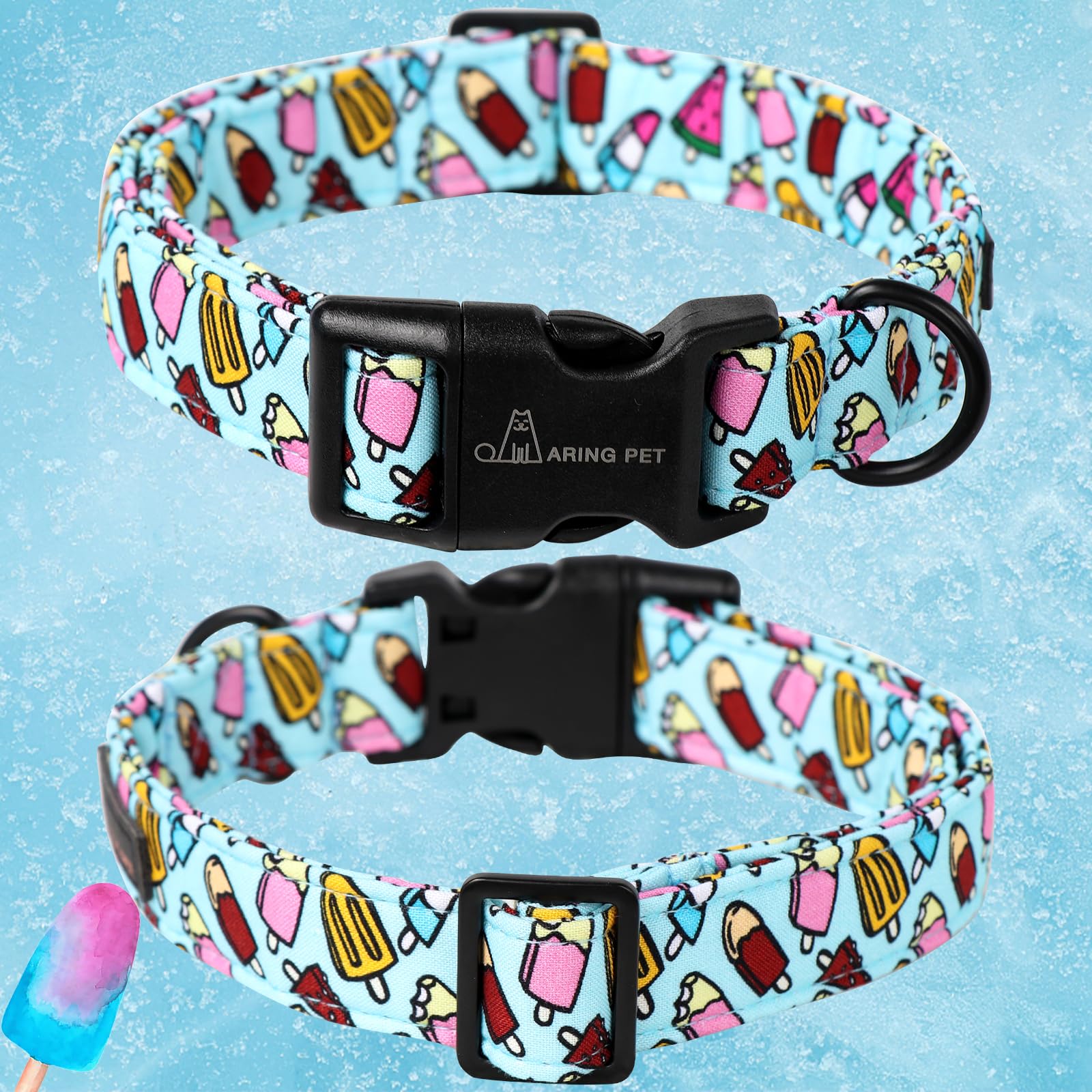 Aring Pet Summer Dog Collar-Cotton Ice Cream Dog Collars, Adjustable Popsicle Pet Collar Puppy Collars With Quick Release Buckle