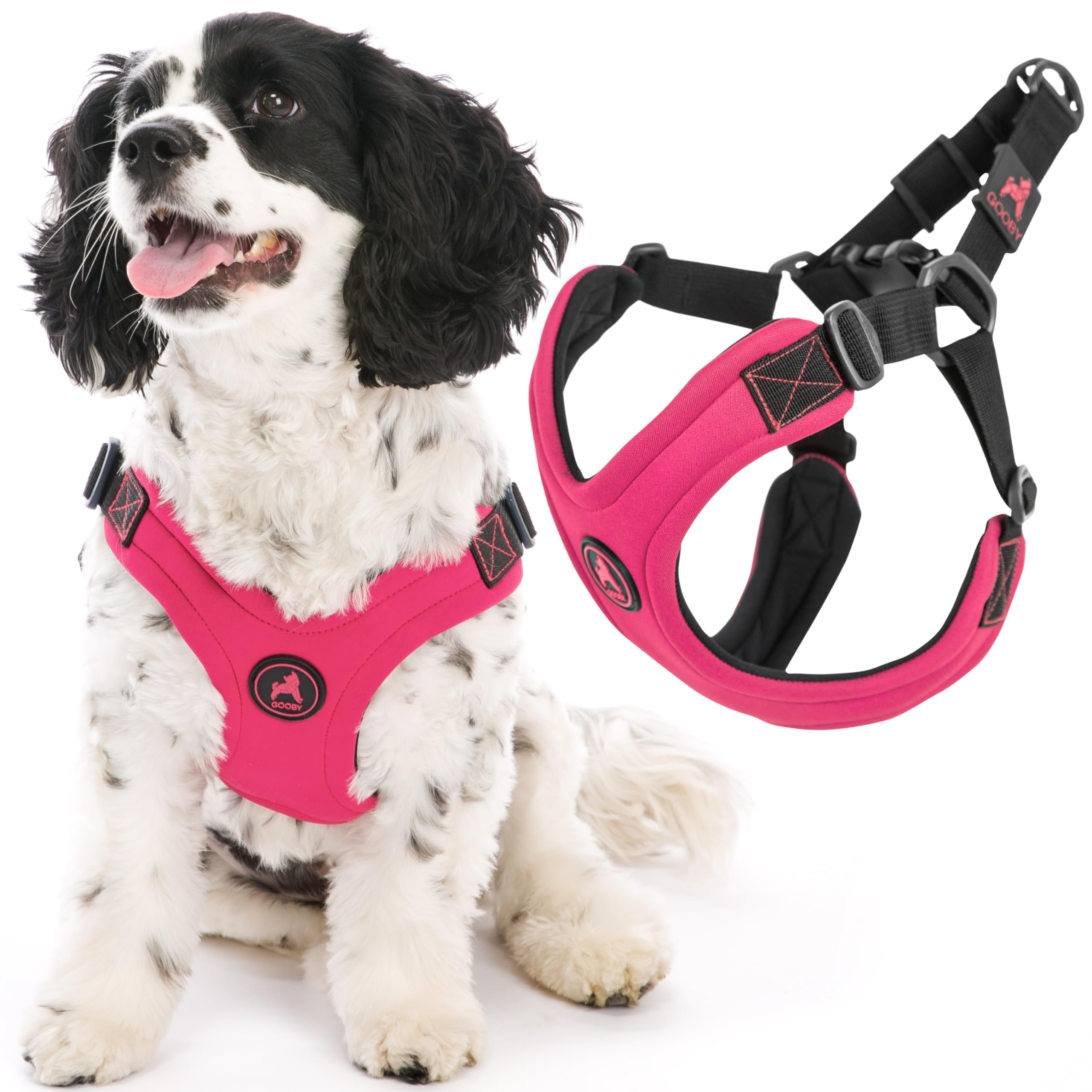 Gooby Escape Free Sport Harness - Pink, Large - No Choke Step-In Patented Neoprene Small Dog Harness With Four-Point Adjustment 