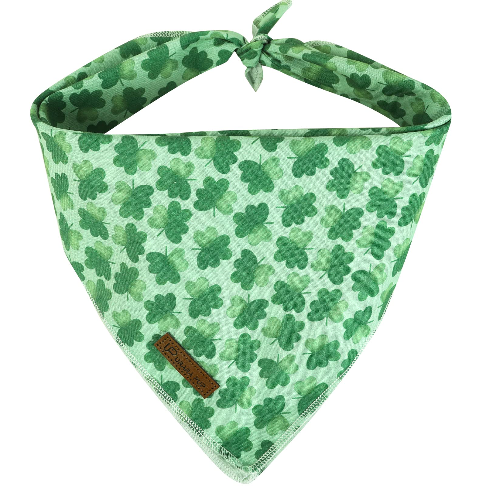 Up Urara Pup St. Patrick'S Day Dog Bandana, Shamrock Triangle Bid Scarf, Cotton Green Bandana For Boy & Girl Dogs, Cute Spring D