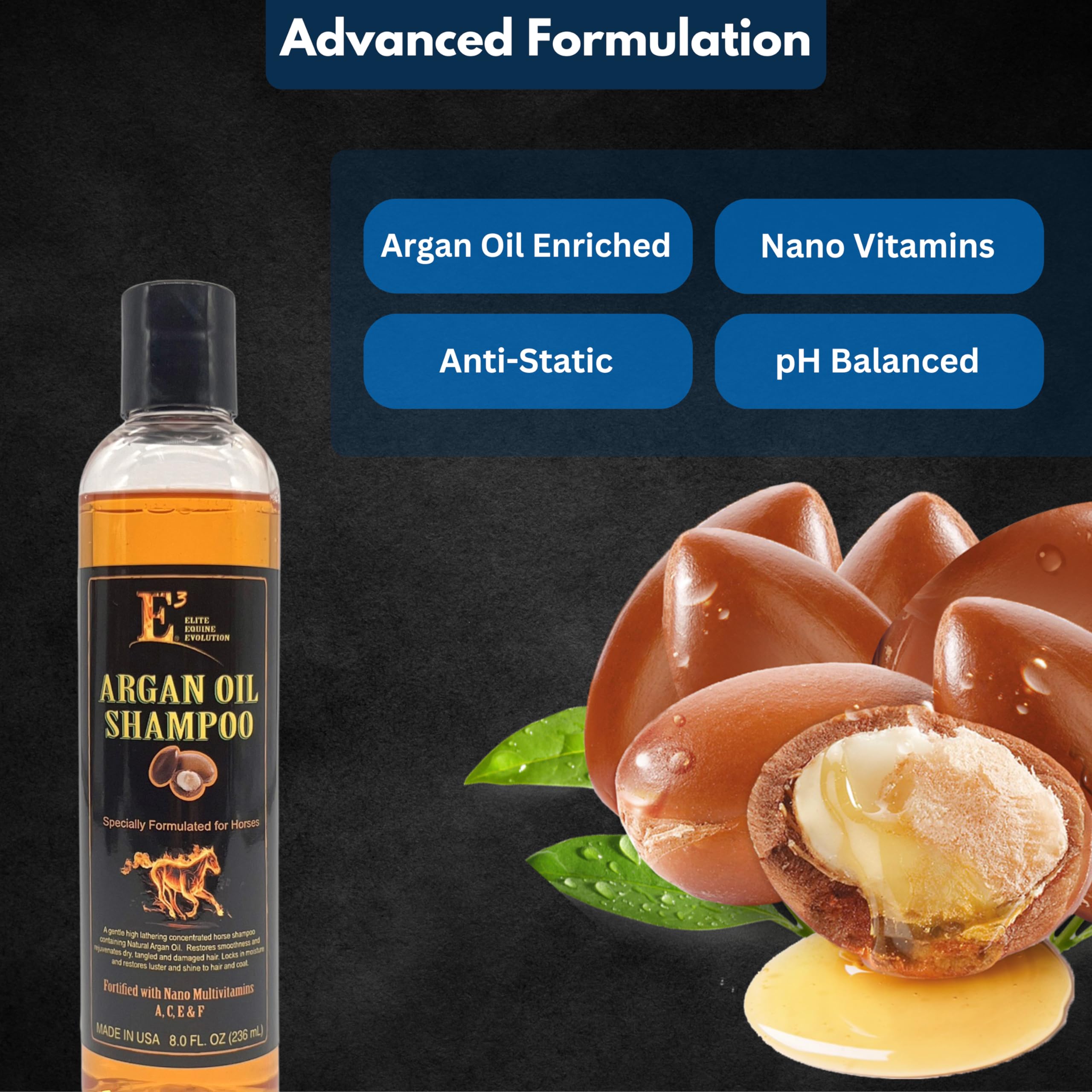 E3 Argan Oil Shampoo - Moisturizing Pet Shampoo, Hair Shampoo Argan Oil, Hair Shine, Shampoo De Caballo, Gentle Formula, Good Fo