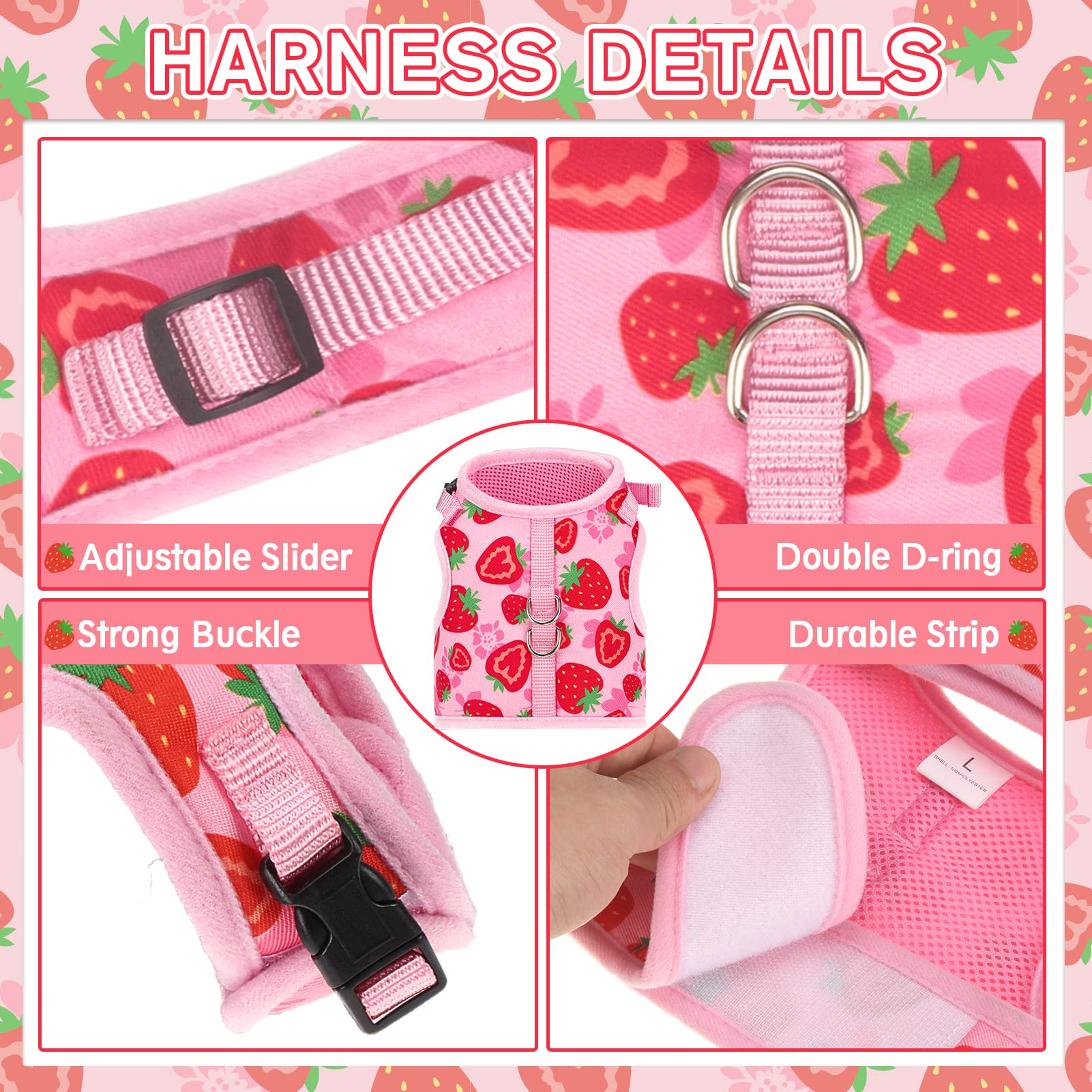 Pupteck Soft Mesh Cat Vest Harness And Leash Set Puppy Padded Pet Harnesses Escape Proof For Cats Small Dogs Rabbits Bunny