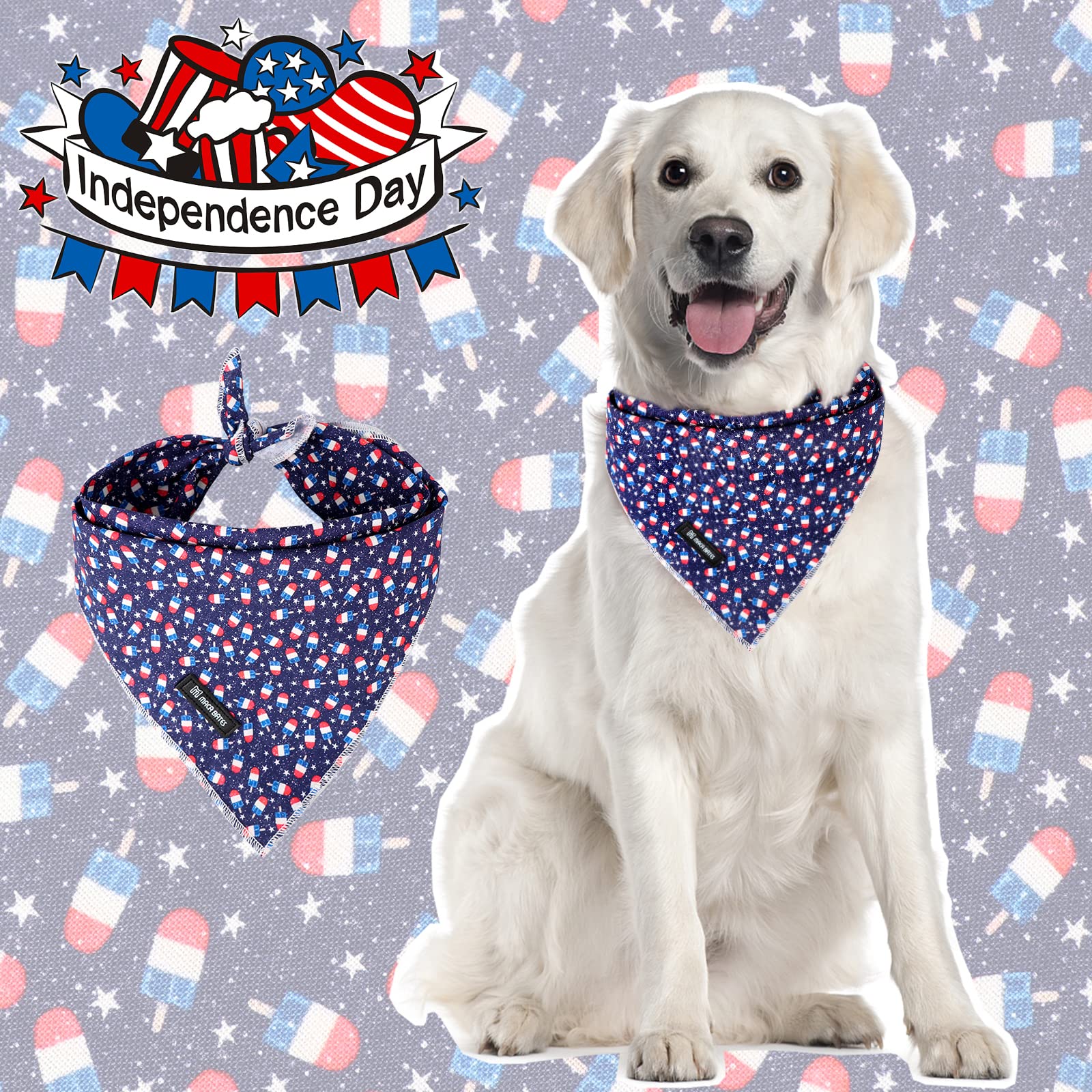 Maca Bates American Flag 4Th Of July Dog Bandana Triangle Scarf Patriotic Handkerchief Soft Cotton Cute Adjustable Puppy Bandana