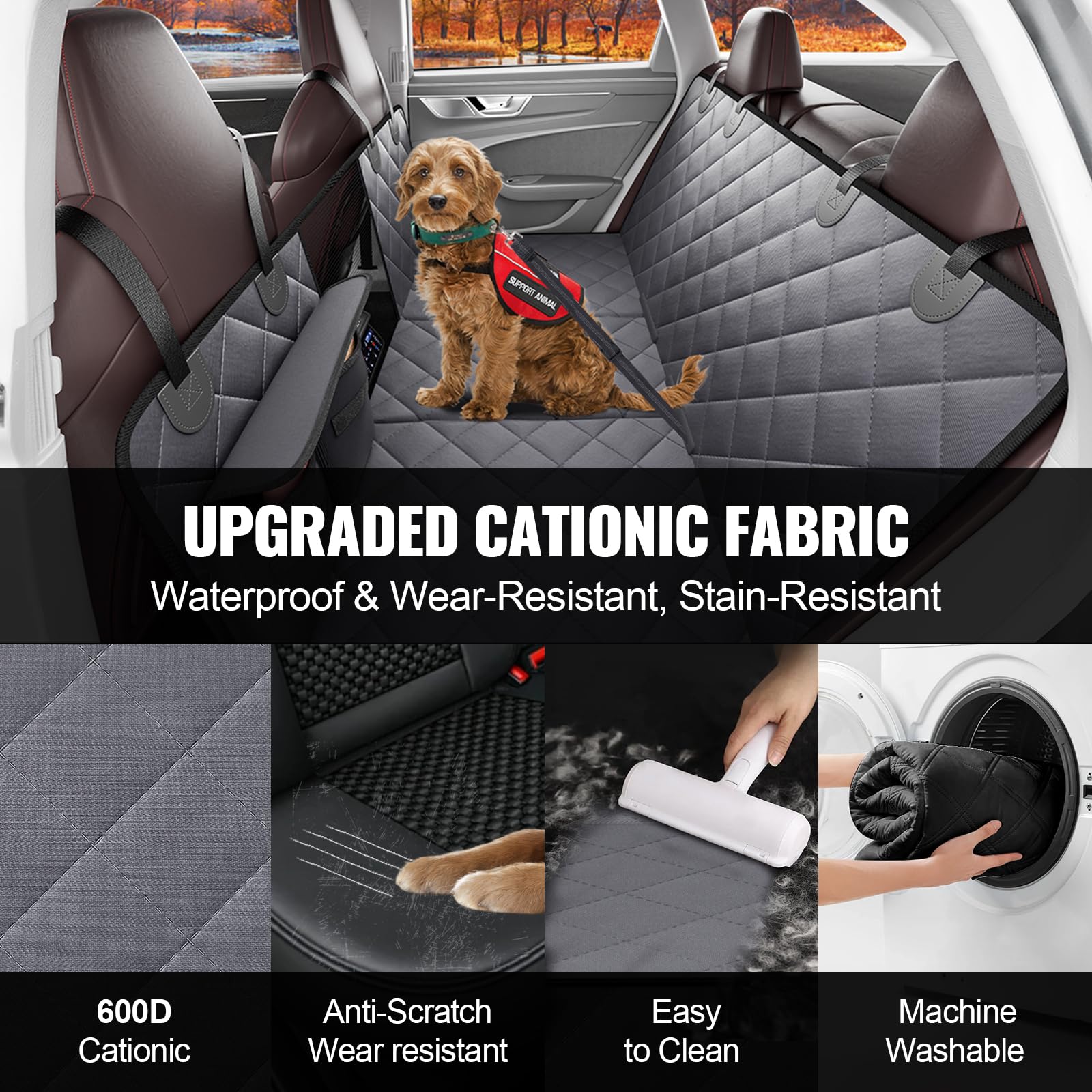 VEVOR Back Seat Extender for Dogs,Hard Bottom Car Seat Cover for Dogs Supports 400lbs,Heavy Duty Dog Car Seat Cover for Back Sea