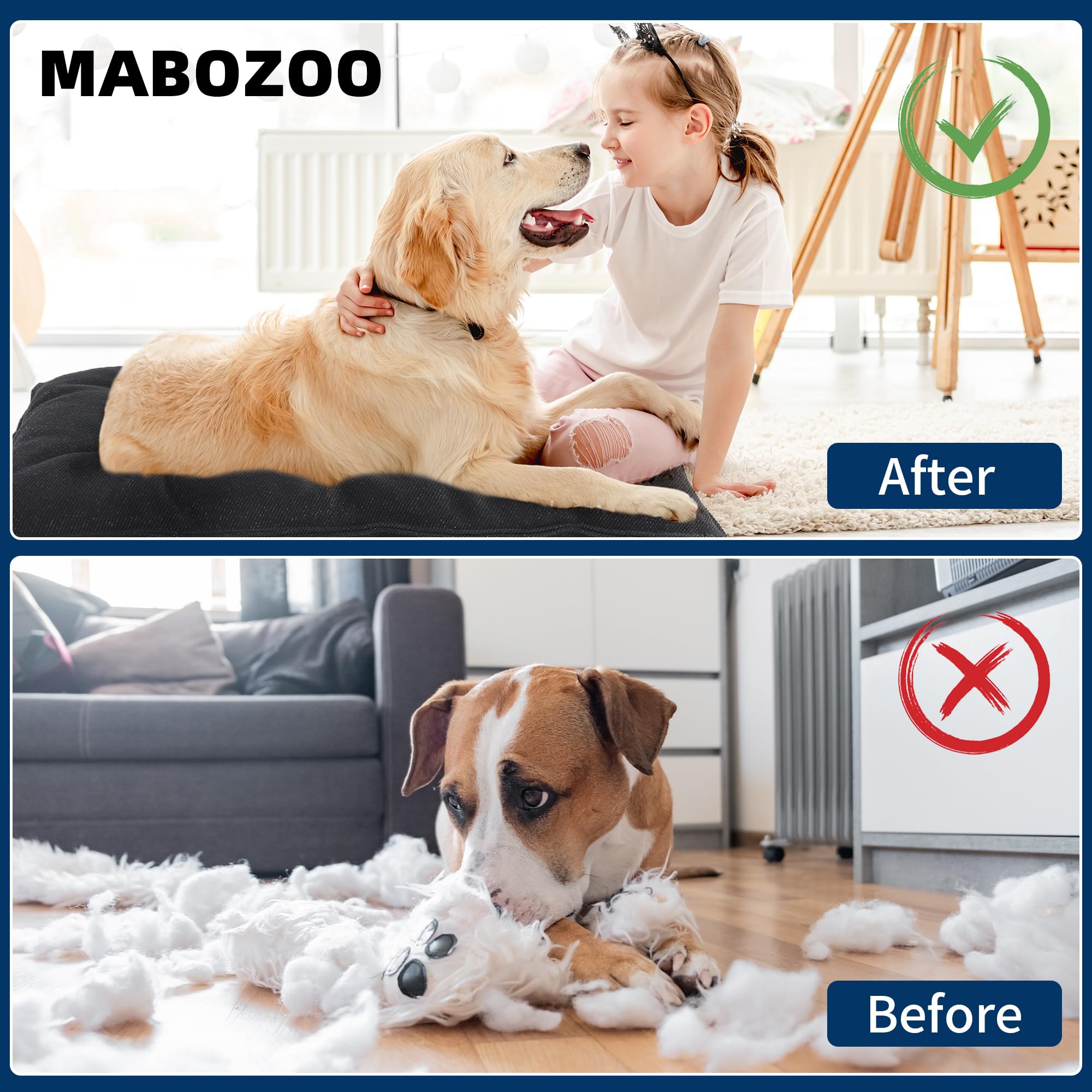 Mabozoo Chew Proof Indestructible Dog Beds For Aggressive Chewers,Durable Dog Crate Pad,Washable Tough Pet Mats For Kennel,Black