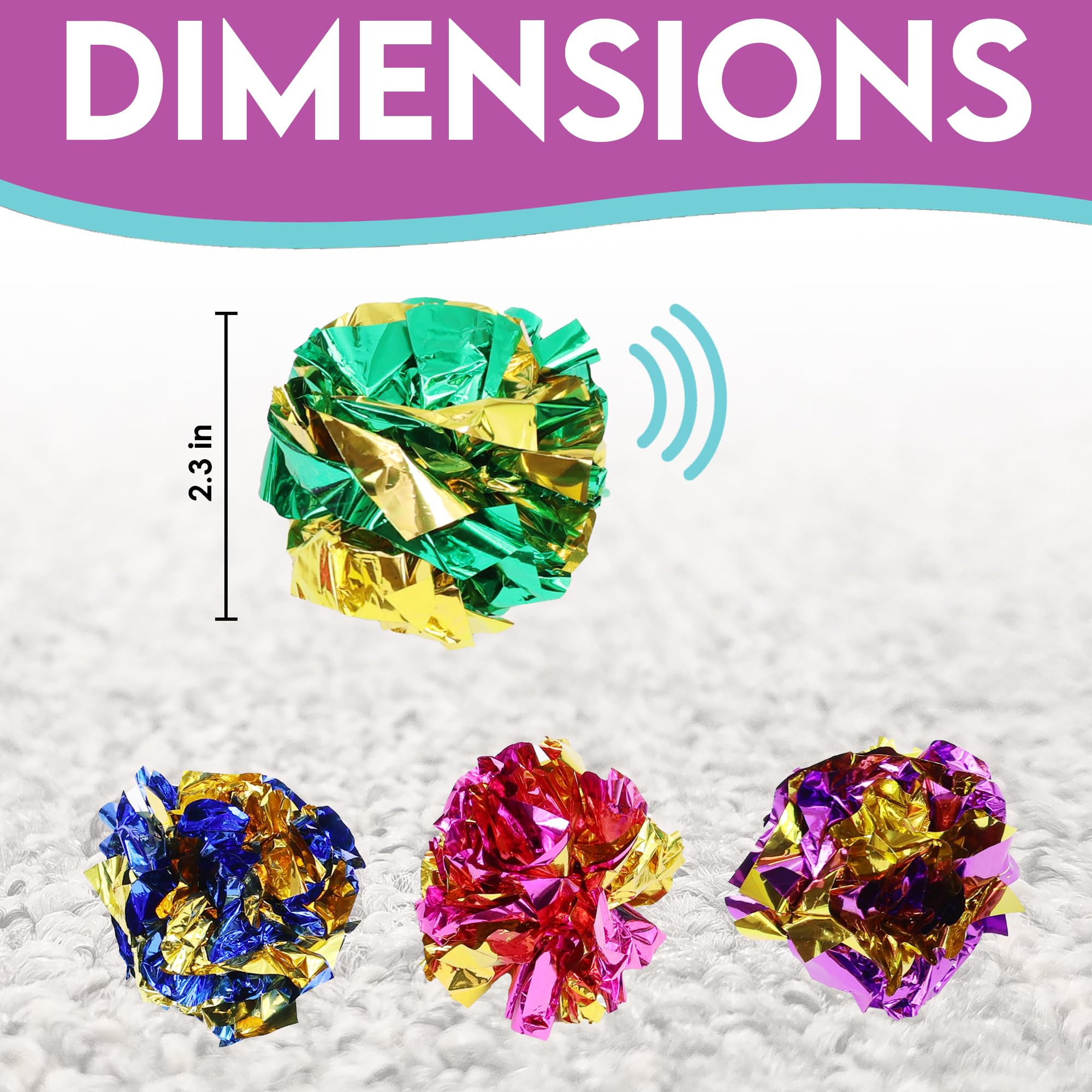 Spot Mylar Balls Cat Toys - Fun, Crinkly Balls Are Perfect For Swatting And Batting, Shiny And Colorful Toys To Entertain Cats And Kittens - Pack Of Four 1.5' Balls, Assorted Colors