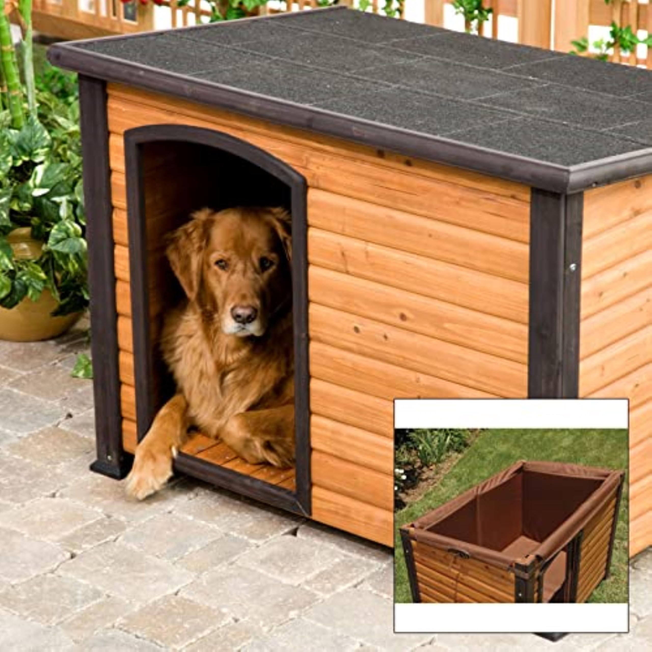 Precision Pet Products Extreme Outback Log Cabin Dog House, Large, Natural Wood (7027013)