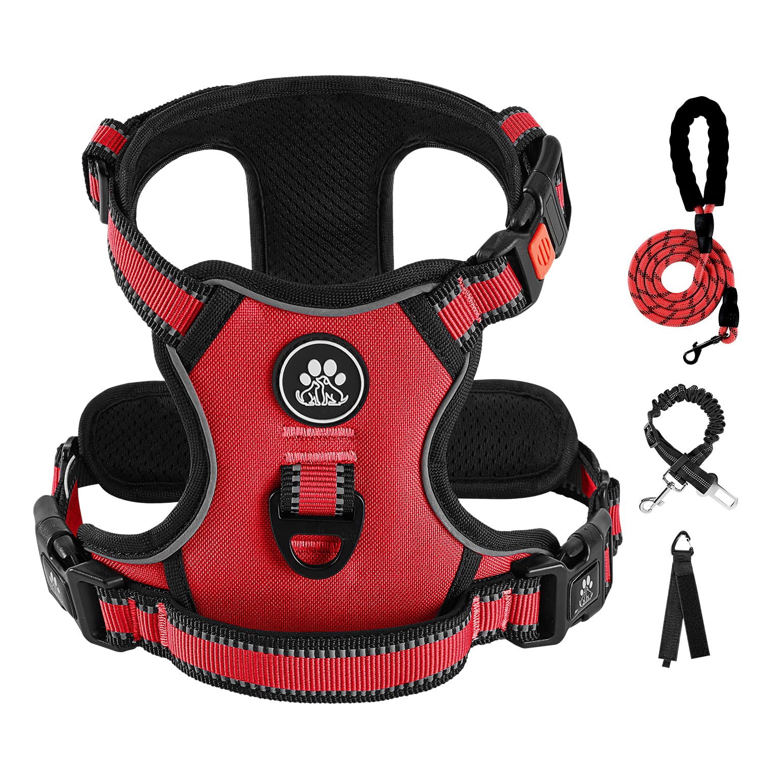Ivy&Lane No Pull Dog Harness For Large Dogs, Dog Vest Harness With Leash, Safety Belt And Storage Strap, Fully Adjustable Harnes