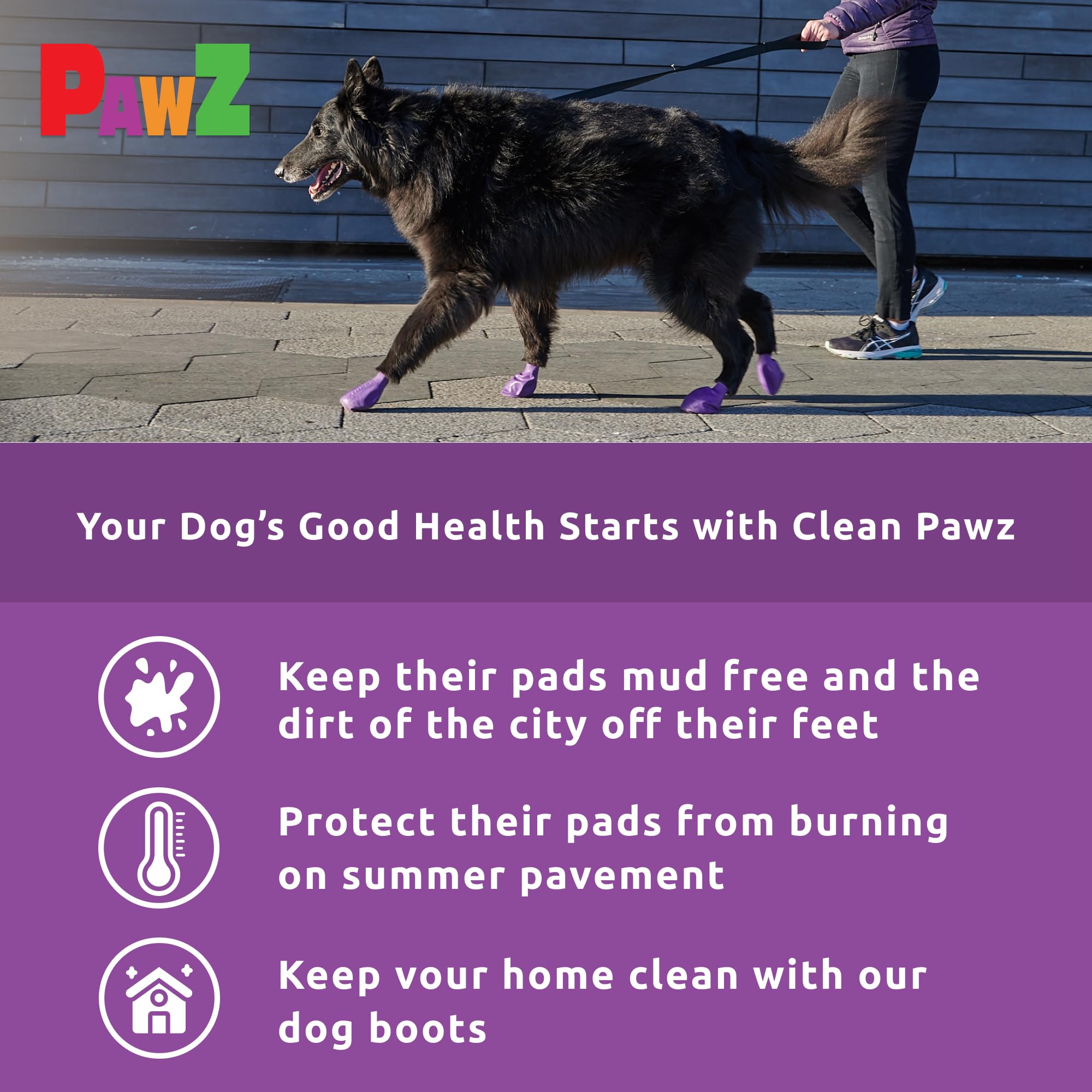 PawZ Rubber Dog Boots for Paws up to 4'', 24 Total (2 Packs of 12) - All-Weather Dog Booties for Hot Pavement, Snow, Mud, and Ra