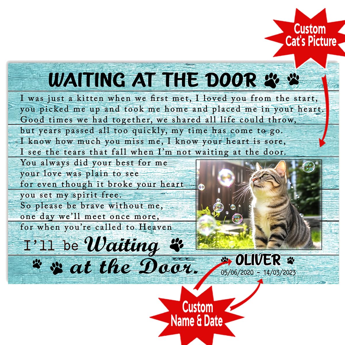 P80814 Funny Cat Memorial Poster Gifts - Personalized Cat Lover Dad Wall Art Decor, Custom Landscapes