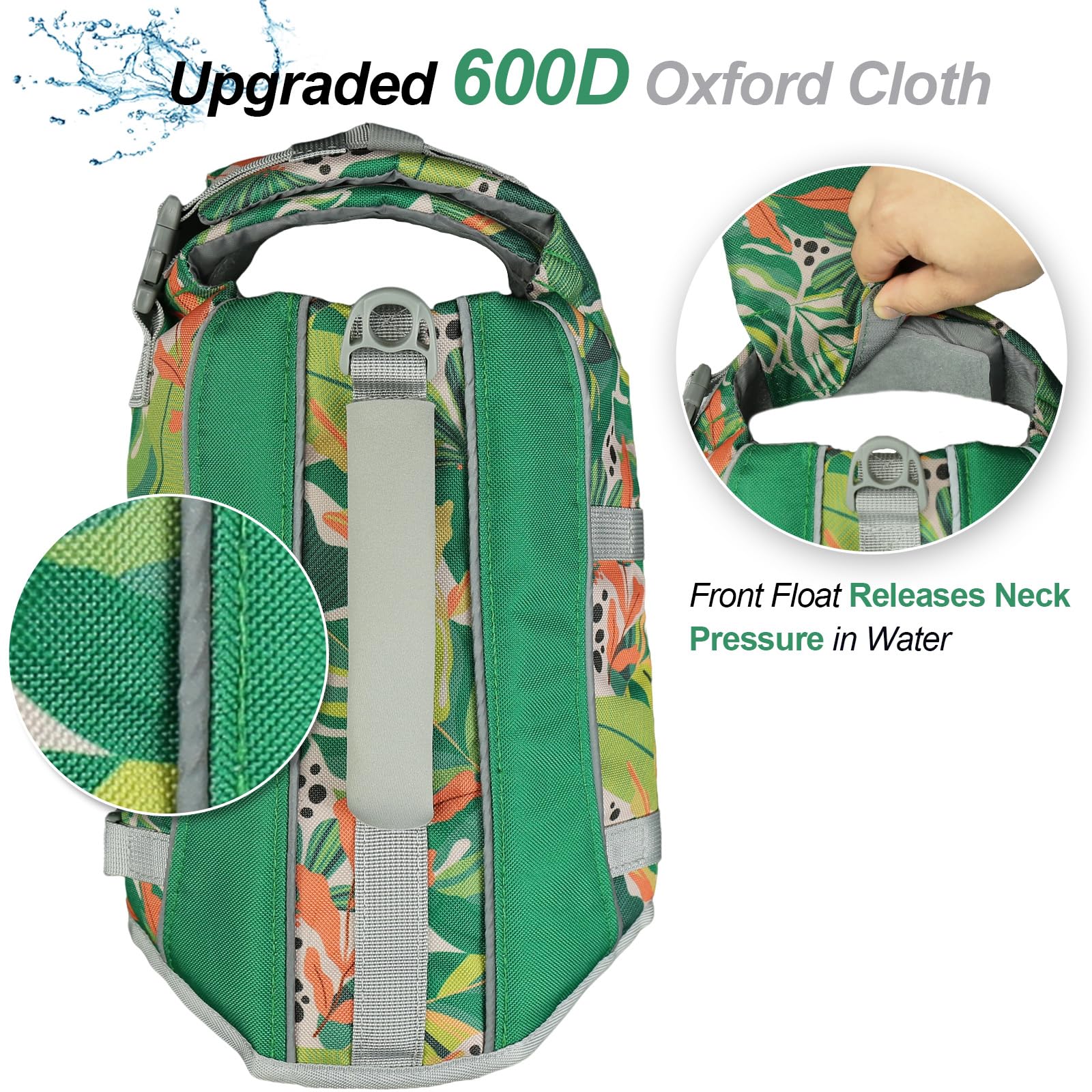 Vivaglory Dog Life Jacket With Removable Front Float, Life Vest With Reflective Trims & Extra Padding For Swimming & Boating, Floral, Xxs