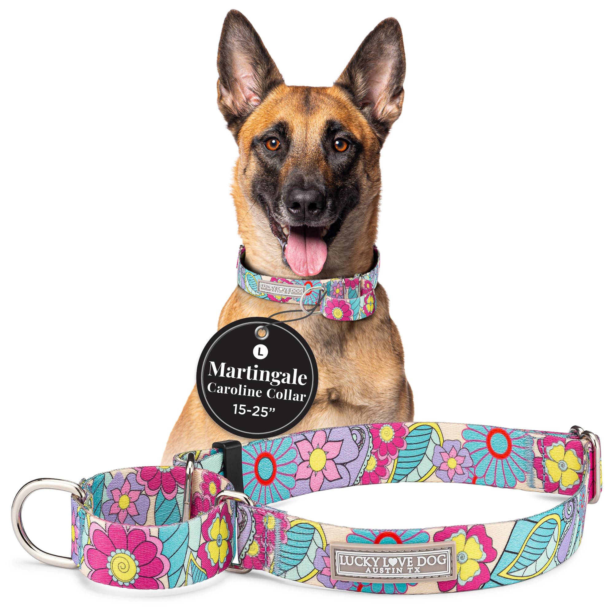 Lucky Love Dog Martingale Collar, Premium No Slip Martingale Collar For Large Dogs, Great For Whippets, Greyhounds, And More (Ca