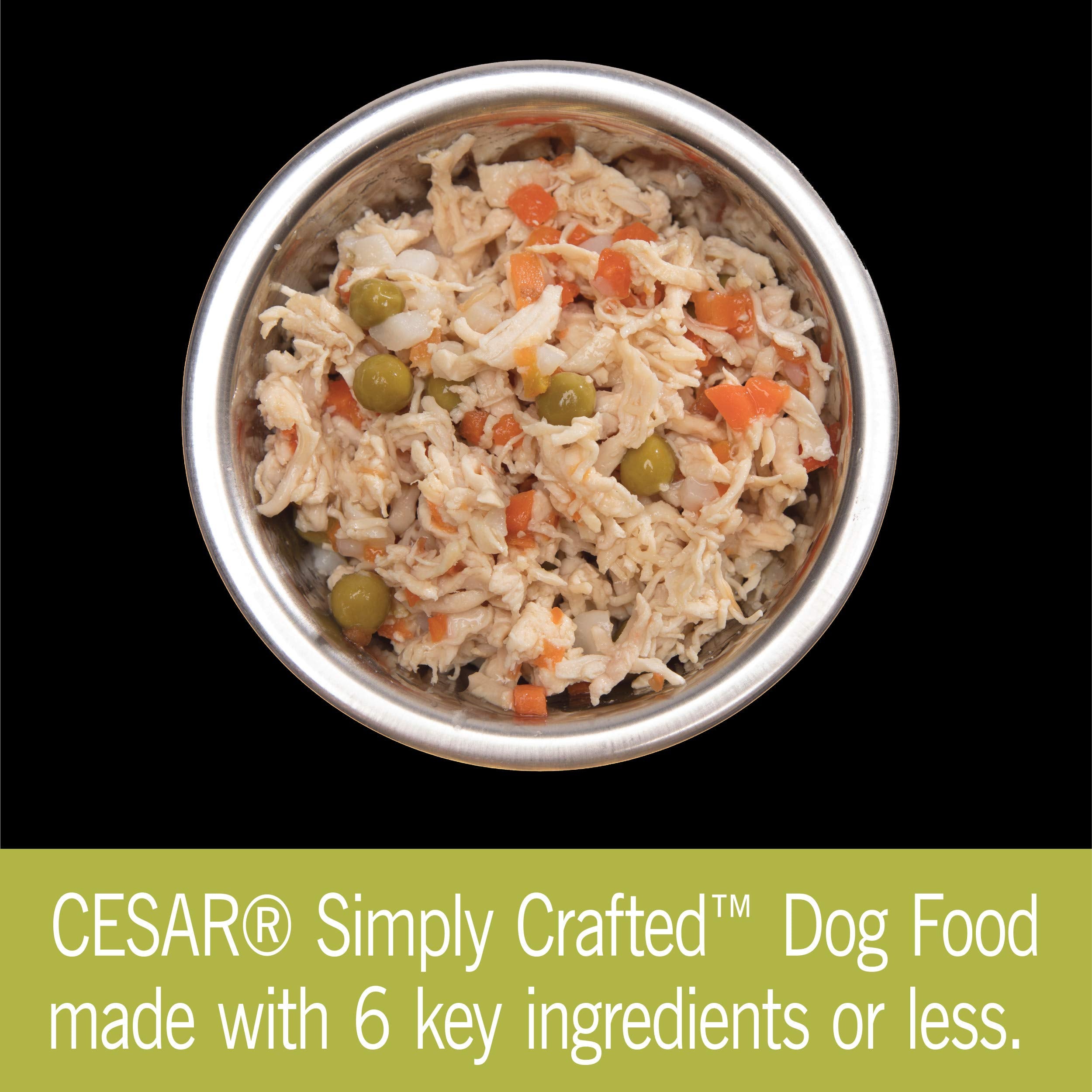 Cesar Simply Crafted Adult Wet Dog Food Meal Topper, Chicken, Carrots, Potatoes & Peas, 1.3oz. (10 Count, Pack of 1)