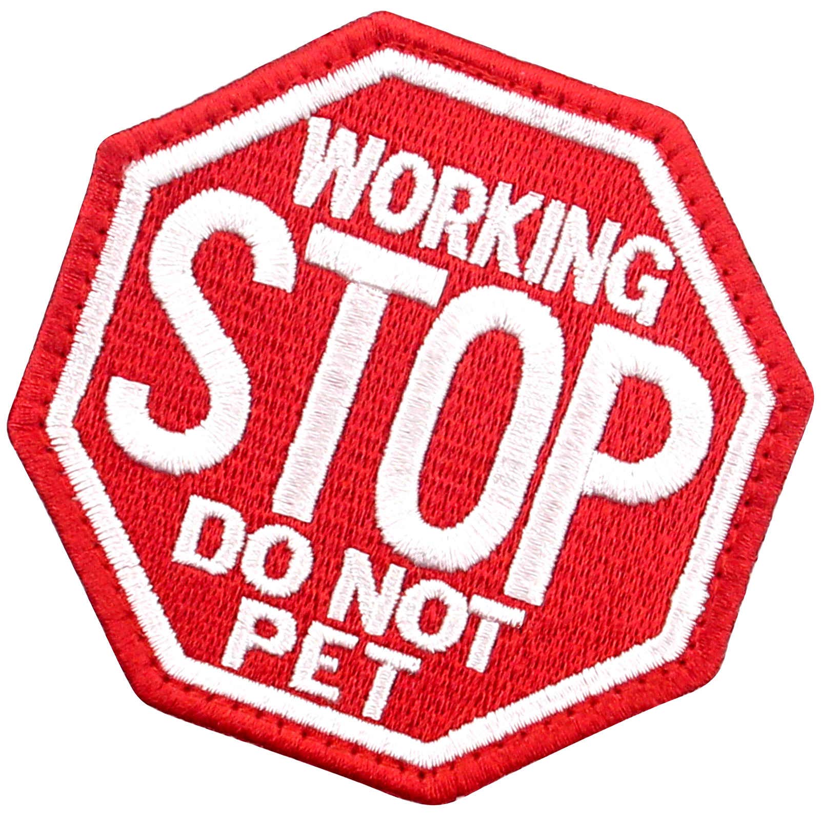 Tailwag Planet Service Dog Working Stop Do Not Pet Morale Tactical Patch Embroidered Badge Fastener Hook & Loop Emblem, Red & White