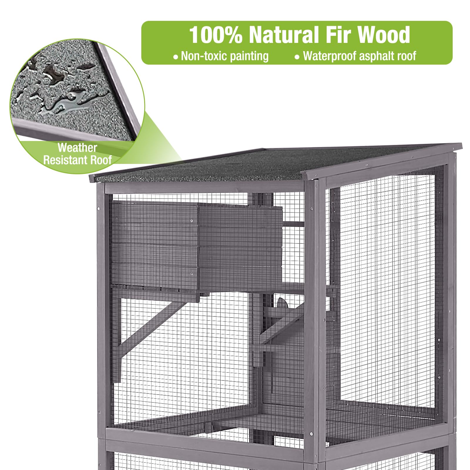 Gutinneen Cat House Outdoor Cage Cat Enclosure On Wheels,Large Wooden Kitty Catio With Resting Box,Pvc Layer