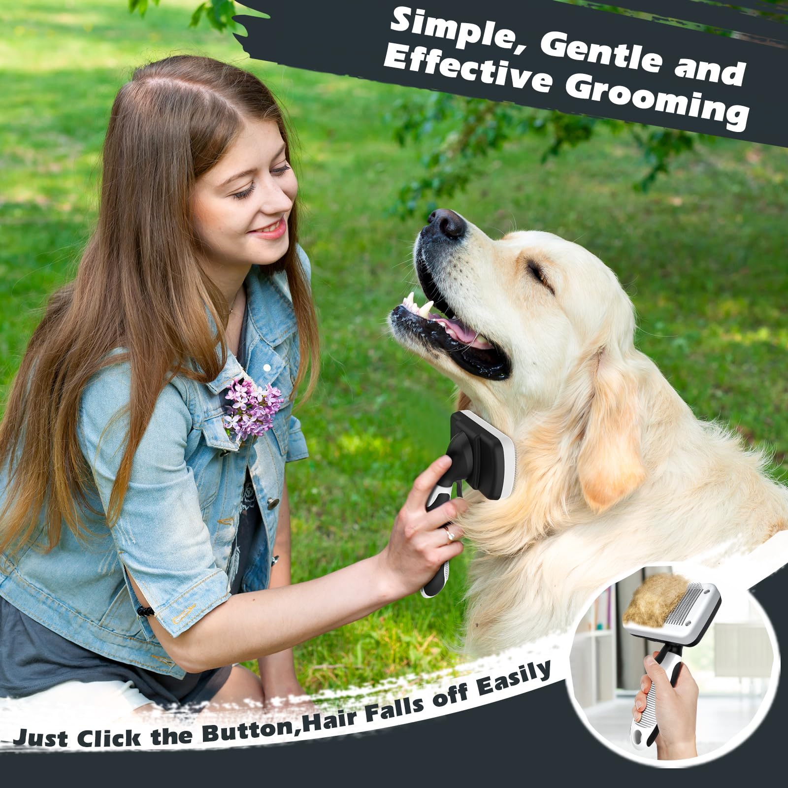 Augwind 3-Piece Dog Brush Set - Slicker Brush & Comb for Shedding & Bathing - Premium Pet Supplies (White & Black)