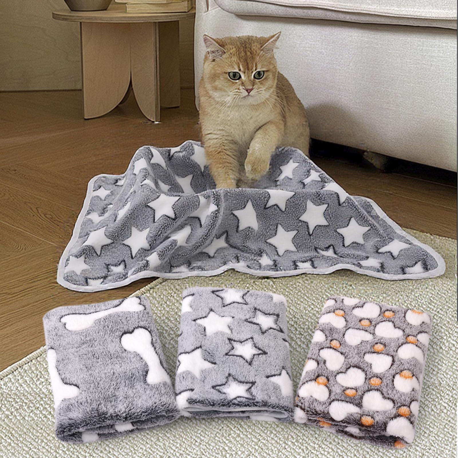 3 Pack Cat and Dog Blanket Soft & Warm Fleece Flanne Pet Blanket, Great Pet Throw Sleep Mat for Puppy Cats Small Medium & Large