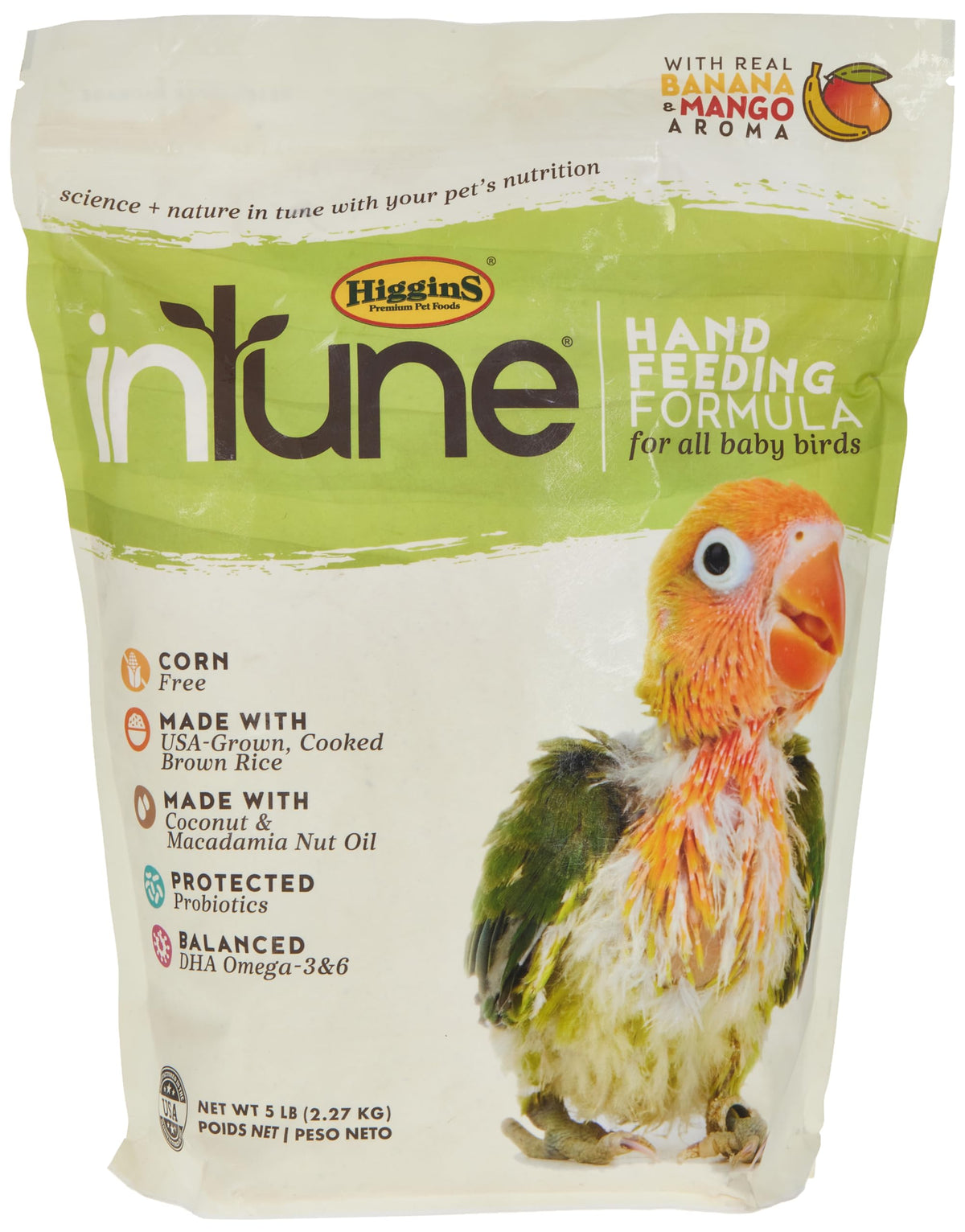 Higgins Intune Natural Hand Feeding Baby Bird Food, 5 Lb