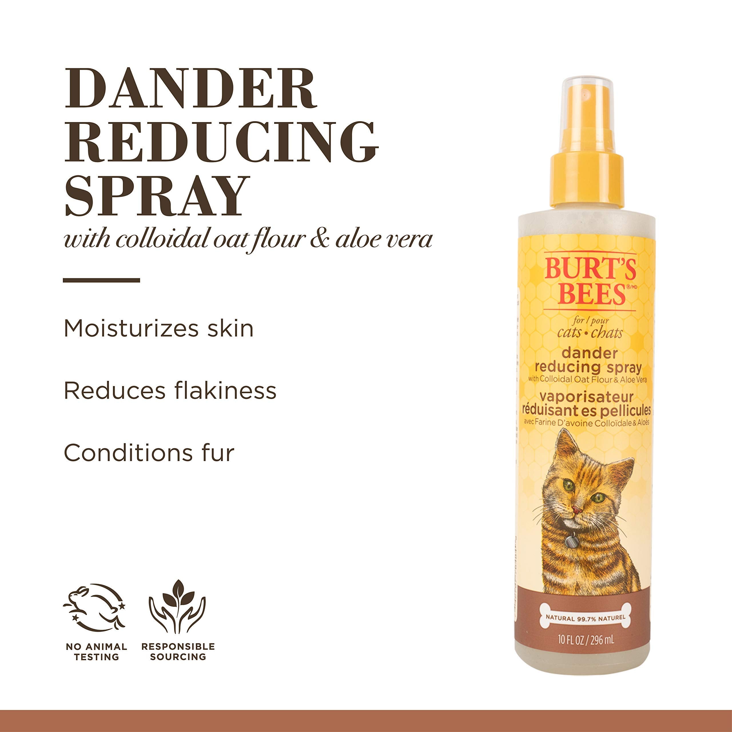 Burt'S Bees For Pets Cat Natural Dander Reducing Spray With Soothing Colloidal Oat Flour & Aloe Vera | Cruelty Free, Sulfate & Paraben Free, Ph Balanced For Cats - Made In Usa, 10 Oz Bottle