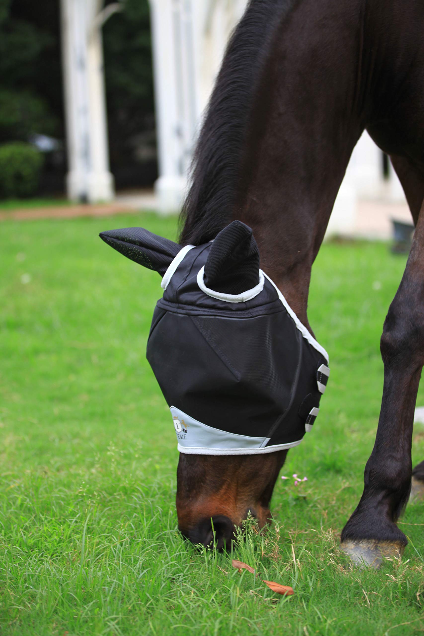 T TEKE Fine Mesh Horse Fly Mask w/Ears, UV Blocking 3D Eye Visor with Extra Fleece Cushioned Forehead, Protection from Insect Pe