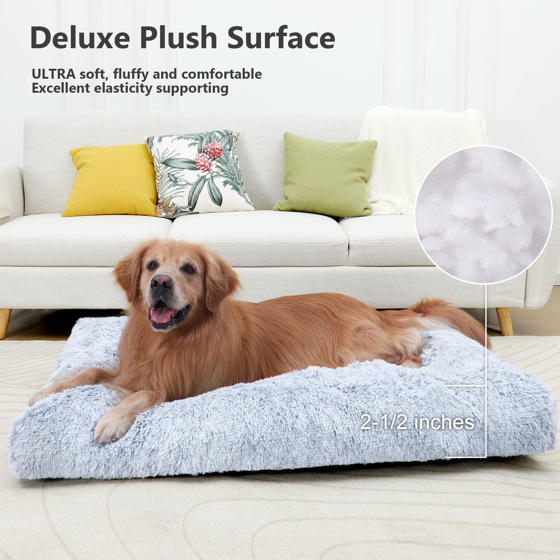 Vonabem Extra Large Dog Bed Washable Waterproof With Removable Cover, 48 Inch Dog Crate Bed For Jumbo Large Xlarge Dogs Fluffy P