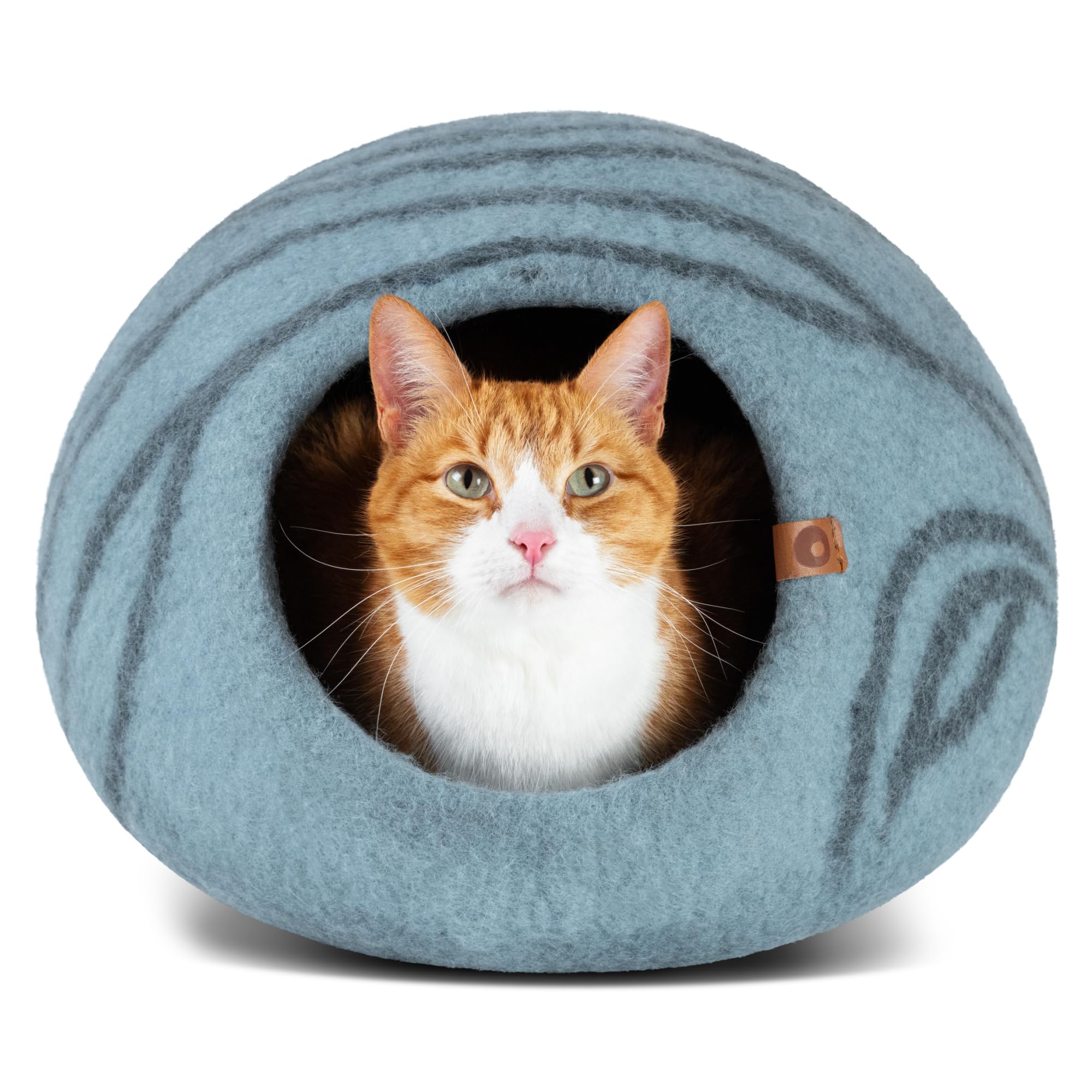 MEOWFIA Cat Cave - Premium Felt Cat Bed for Indoor Cats, Handmade 100% Merino Wool (Light Shades) (Medium, Aquamarine)