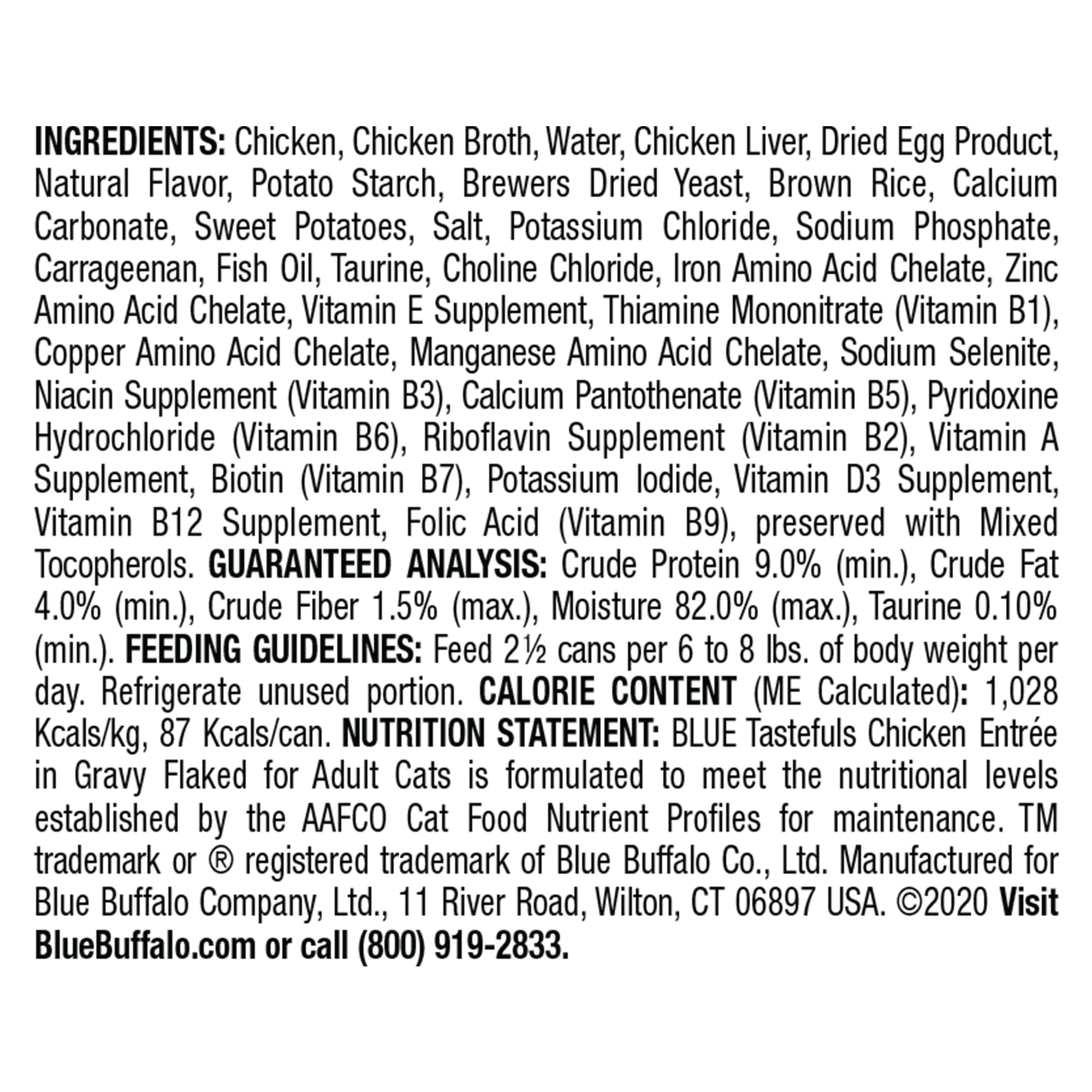 Blue Buffalo Tastefuls Natural Flaked Wet Cat Food, Chicken Entr  e in Gravy 3-oz cans (Pack of 24)
