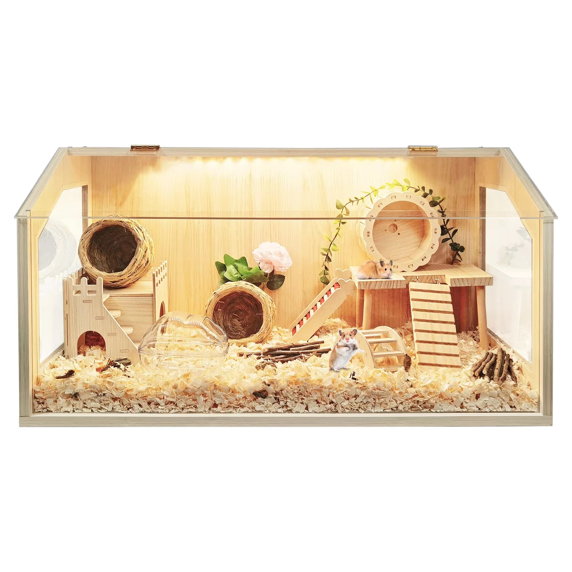 Prolee Hamster Cage Chewproof, Large Hamster Cages and Habitats 32 Inch Guinea Pig Cages Openable Top with Acrylic Sheets Solid 