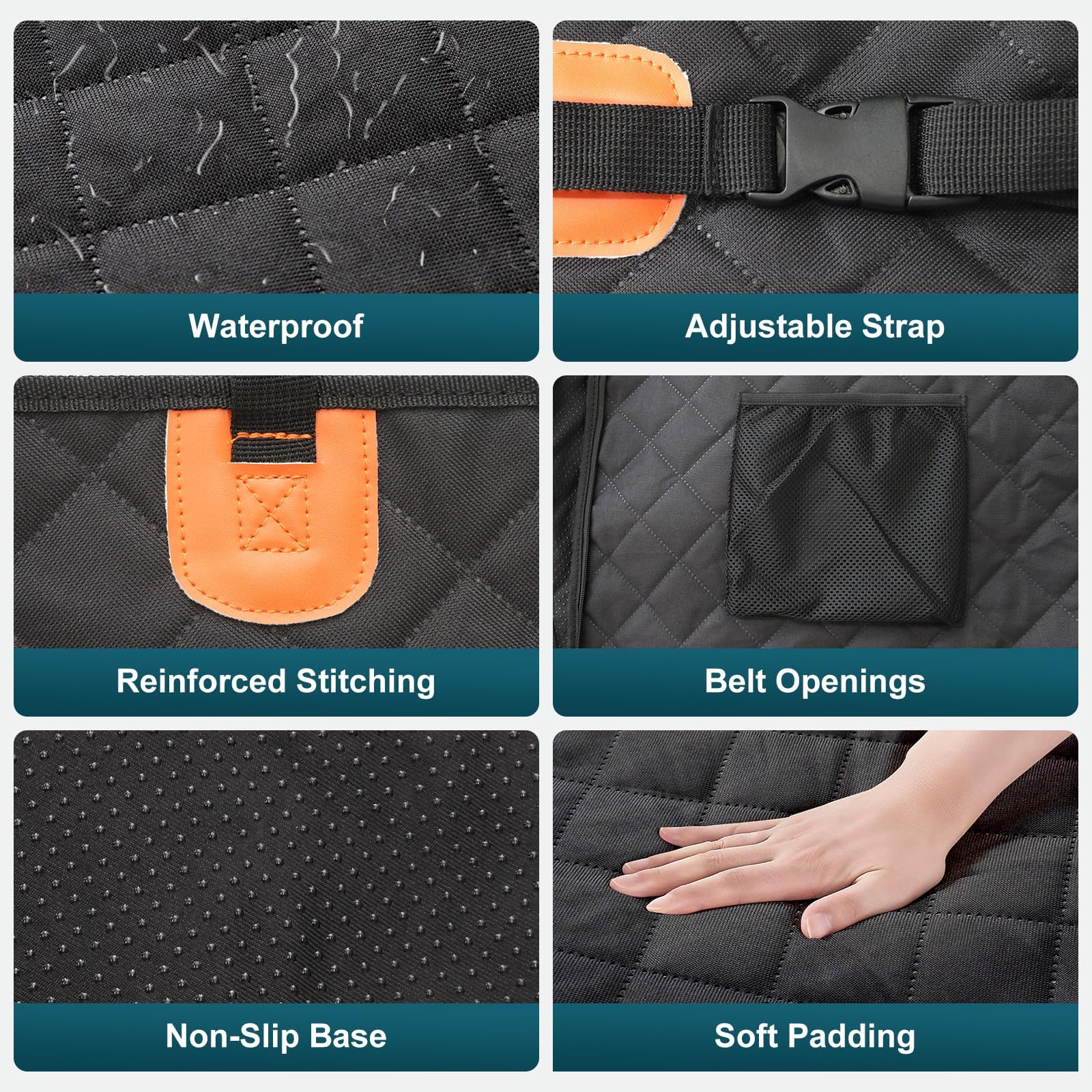 melafa365 Back Seat Extender for Dogs,Dog Car Seat Cover with Hard Bottom-Supports 350lb,Scratch Proof Dog Hammock for Car Backs