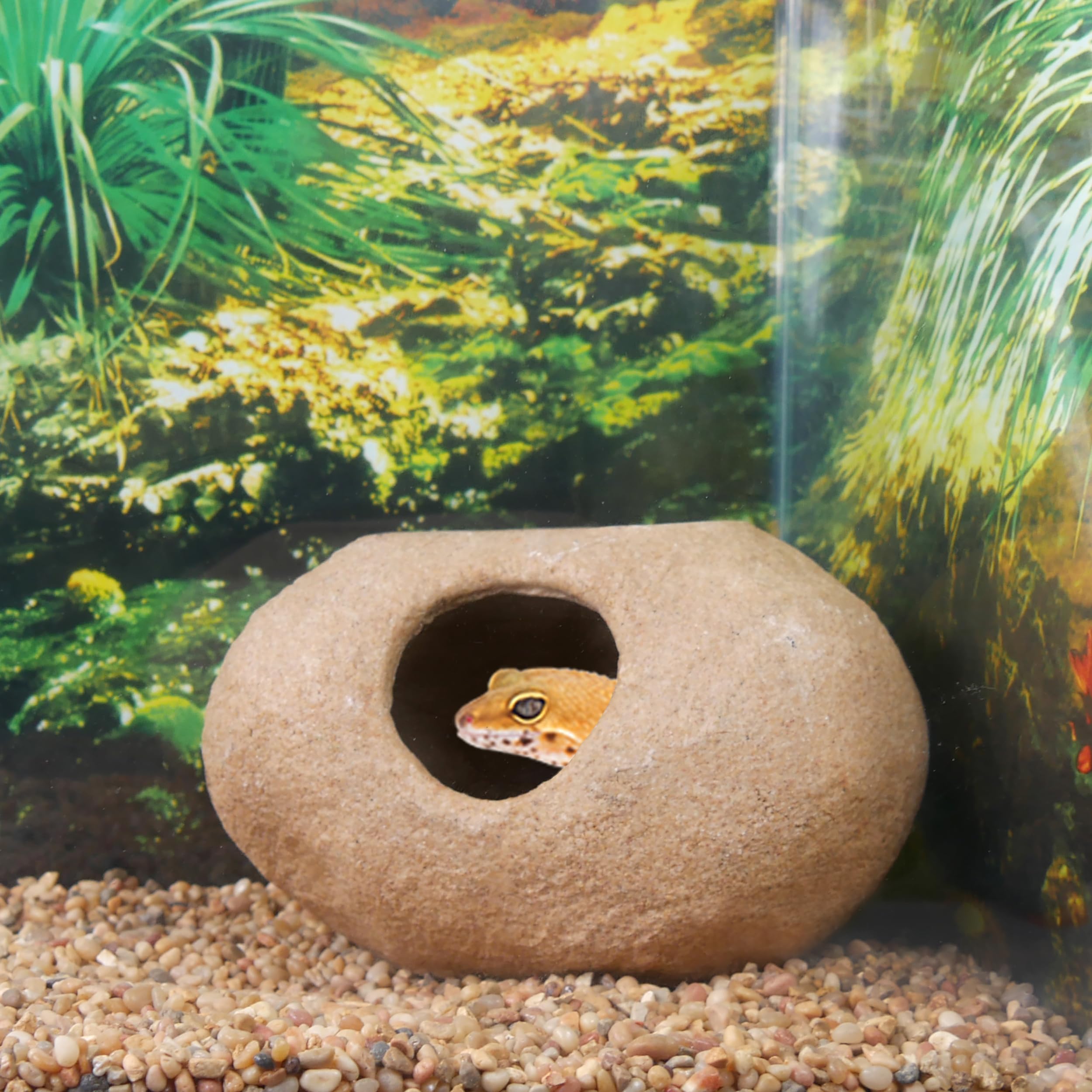 Penn-Plax Granite Stone Terrarium Decoration And Hideaway For Reptiles And Fish– Realistic Appearance And Texture – Large