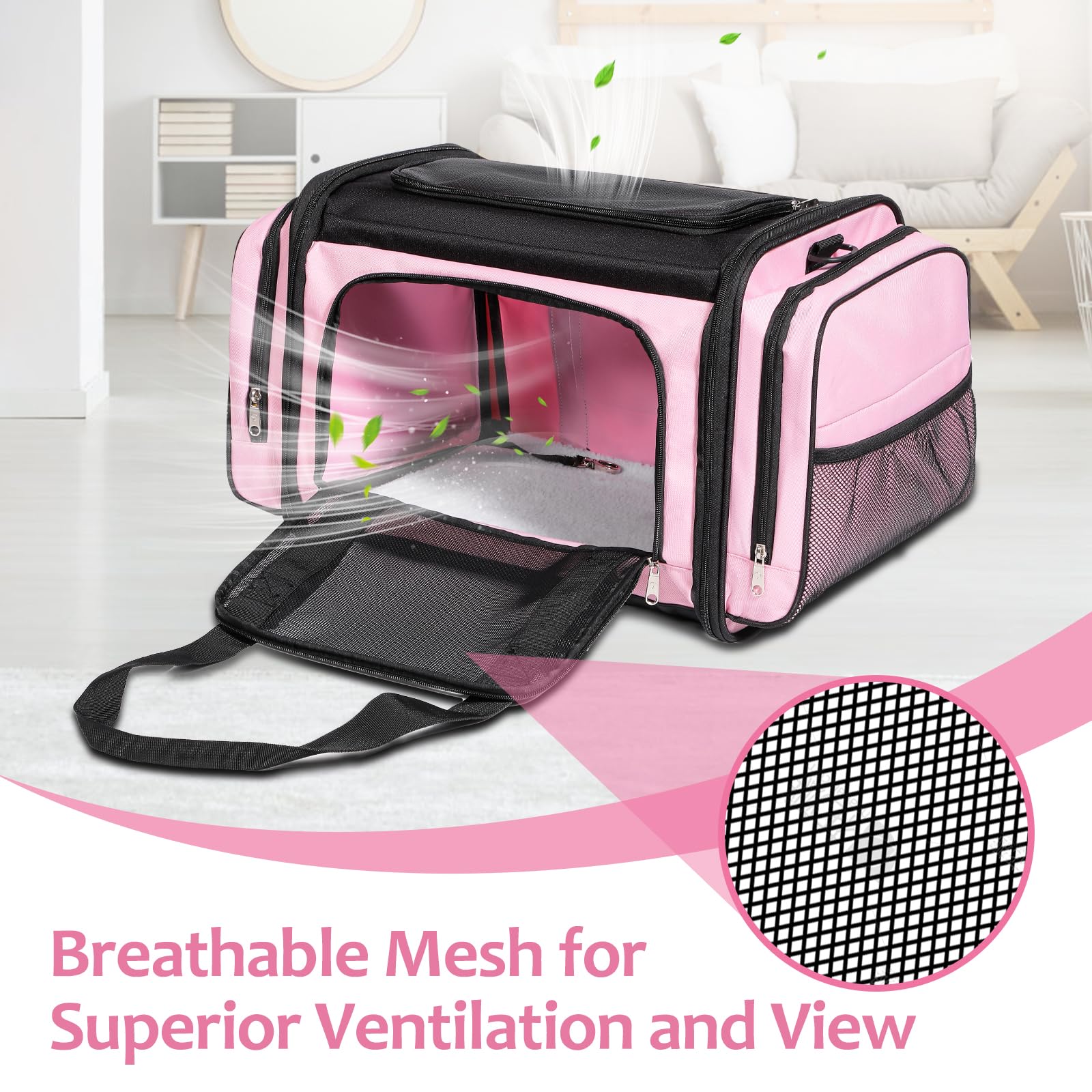 Large Cat Carrier, Pet Carrier, Dog Carrier for Small Dogs, Cat Carrier Soft, Collapsible Large Pet Carrier for Traveling Indoor