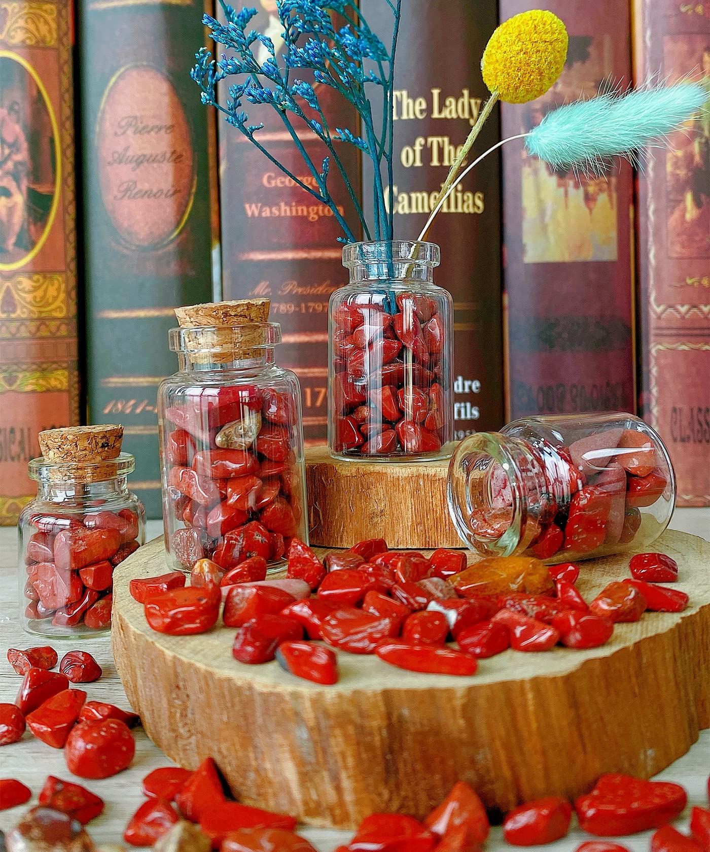 QINJIEJIE 0.9Lbs Red Jasper Plants Rocks Vase Filler Aquarium Small Gravel Decorative Stones Terrarium Pebbles Fish Tank Decorat