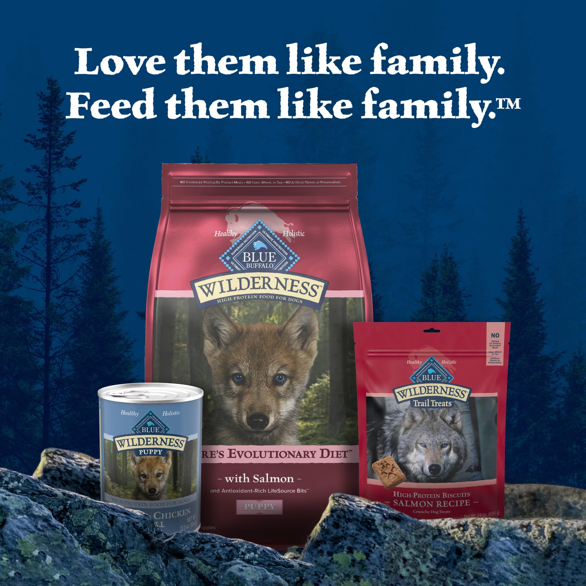 Blue Buffalo Wilderness High-Protein Natural Dry Food for Puppies, Salmon Recipe, 24-lb. Bag