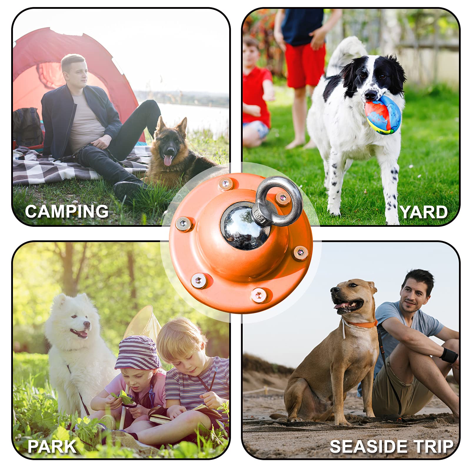 Eurmax Usa 360° Swivel Pet Dog Tie Out Stake Bonus 17Ft Dog Tie Out Cable Dog Anchor Heavy Duty Dog Yard Stake Rust Proof Anchor Dog Tether (Orange)