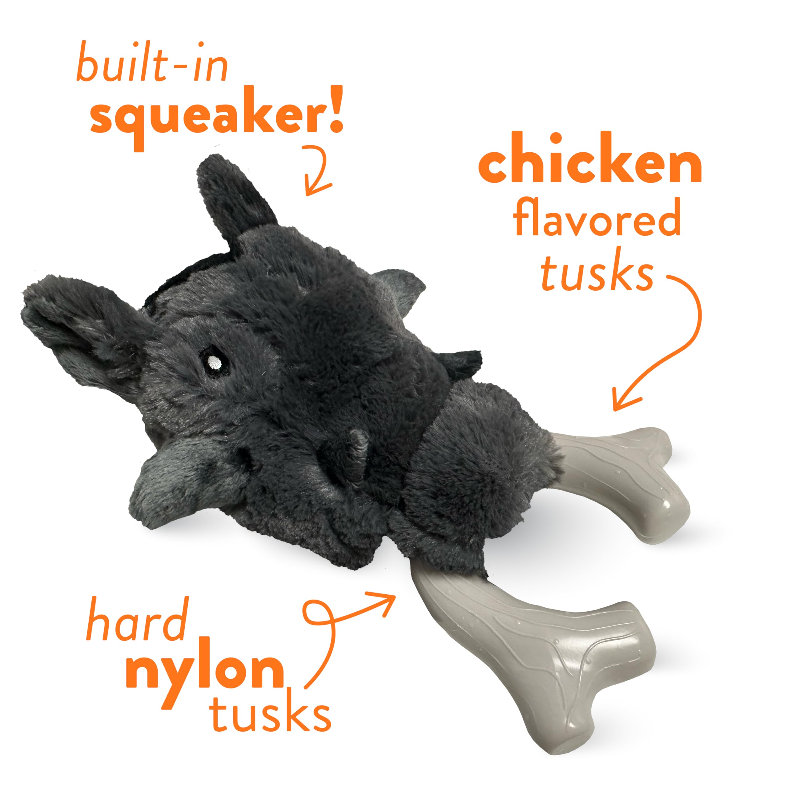 Spunky pup Knucklehead Durable Dog Toy - 2-in-1 Plush & Chew Toy for Aggressive Chewers, Chicken-Flavored Dental Chew, Durable D