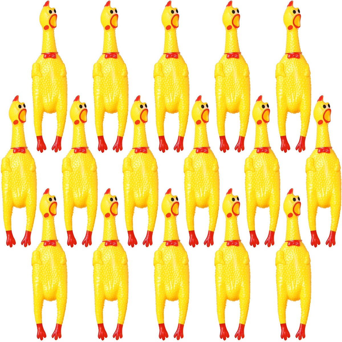 Sratte 16 Pack Screaming Chicken Toys Bulk Large Rubber Squeaking Chicken Toys For Pet Chew Gifts Prank Novelty Toy(12 Inch,Yellow)