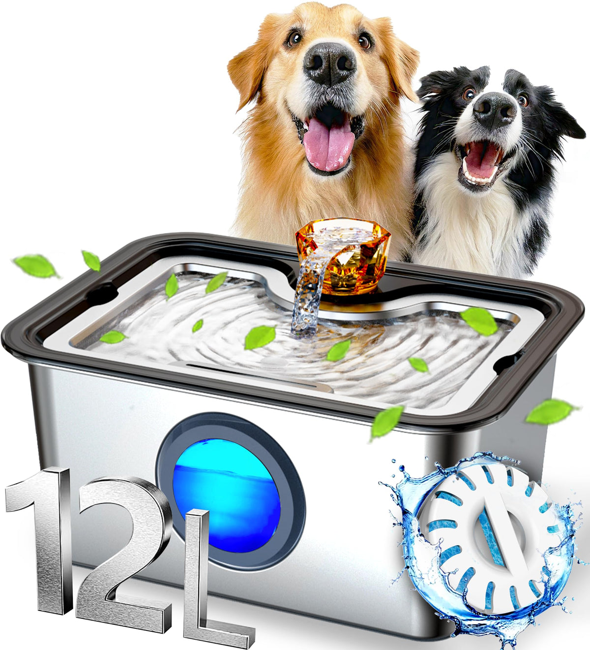 Filter Element Pack For Furryplanet Large Dog Water Fountain Stainless Steel,12L Ultra-Purification Pet Fountain Dog Cat Drinkin