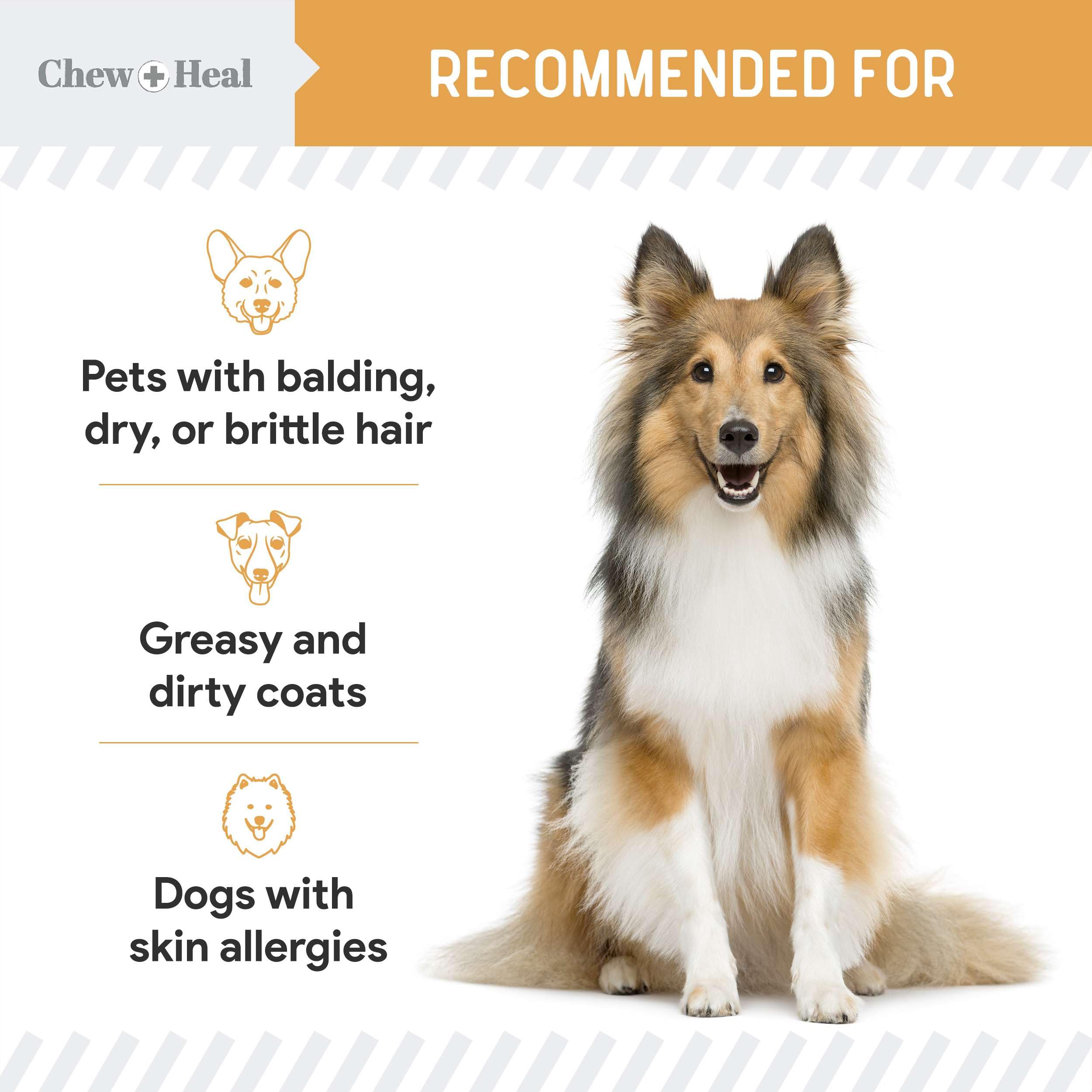Salmon Oil for Dogs - 180 Soft Chew Omega Treats for Skin and Coat - Fish Oil Blend of Essential Fatty Acids, Omega 3 and 6, Vit