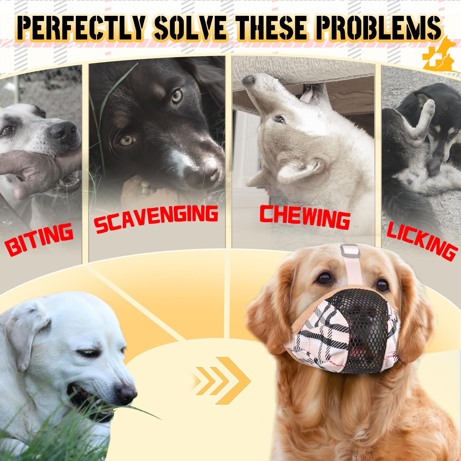 Dog Muzzle, Soft Basket Air Mesh Muzzles for Super Large Sized Dogs Anti Chewing, Breathable Muzzle for German Shepherd Golden R