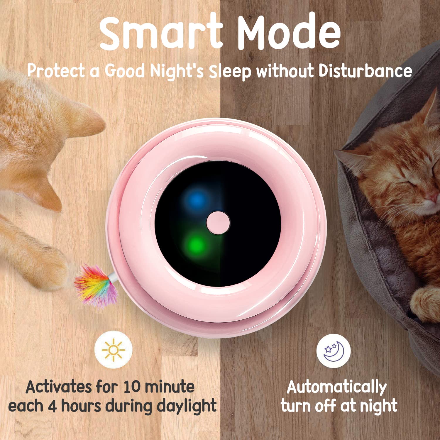 ORSDA Cat Toys 2-in-1 Interactive Cat Toys for Indoor Cats, Automatic Cat Toy Balls, Ambush Feather Kitten Toys with 6pcs Attach