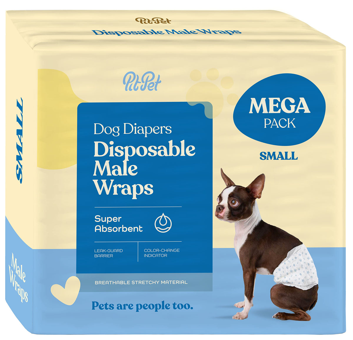 Comfortable Male Dog Diapers - 30-Pack Super Absorbent Disposable Male Dog Wraps- Flashdry Gel Technology, Wetness Indicator Dog