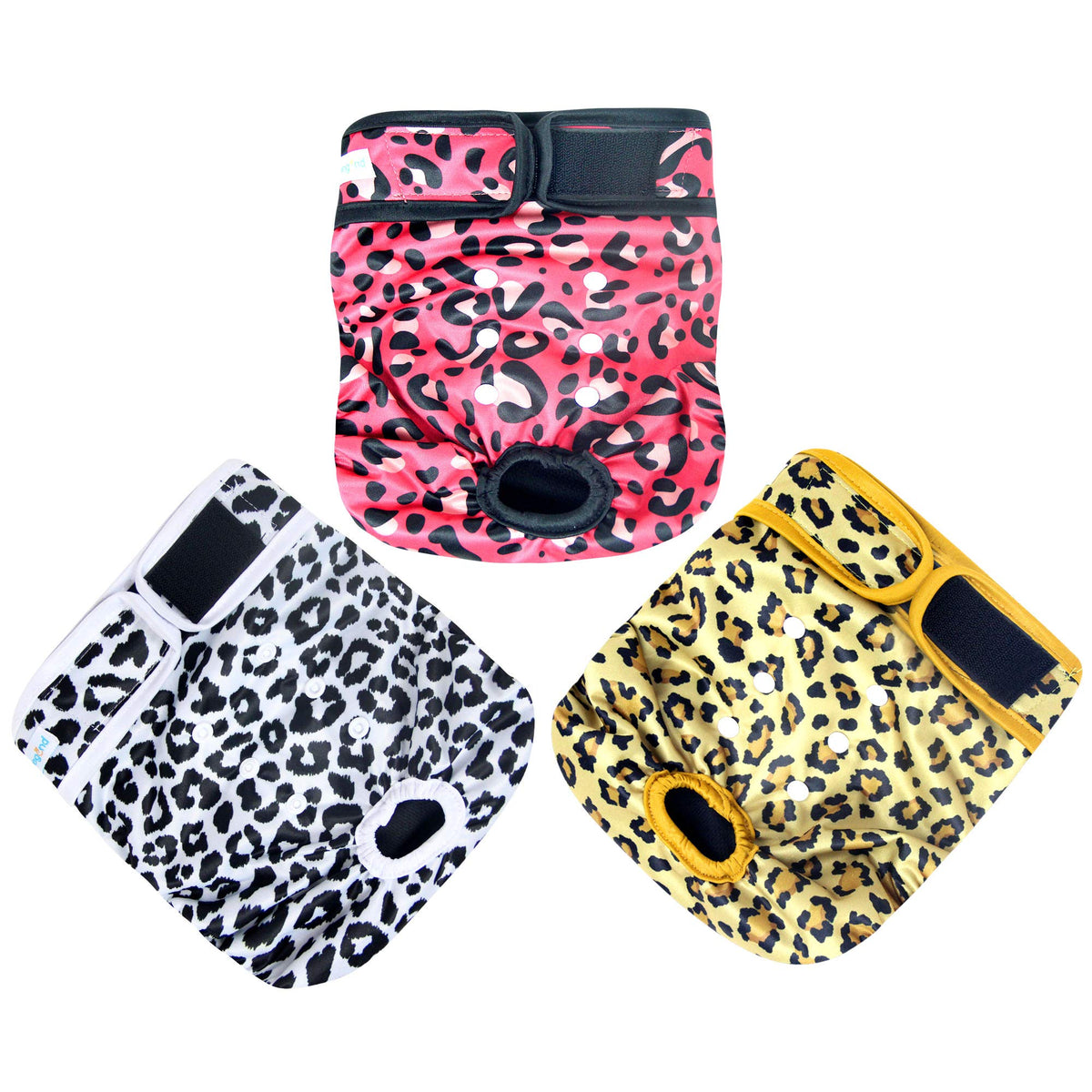 Paw Legend Washable Reusable Female Dog Diapers - No Leak Doggie Diapers For Heat Cycle (3 Pack, Leopard, Medium)