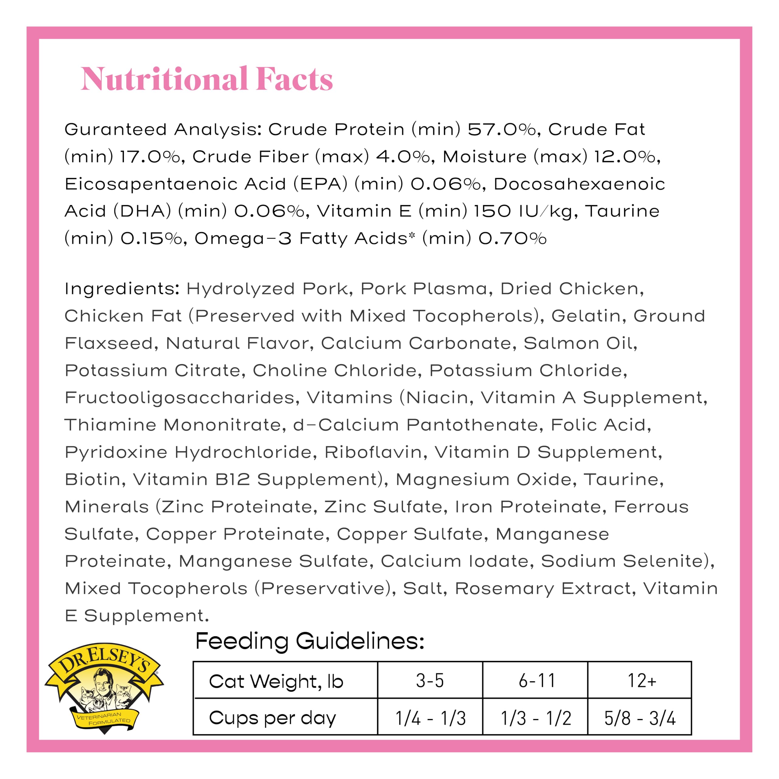 Dr. Elsey's Cleanprotein Pork Cat Kibble - 2 lb. Bag, High-Protein Formula for Healthy Cats