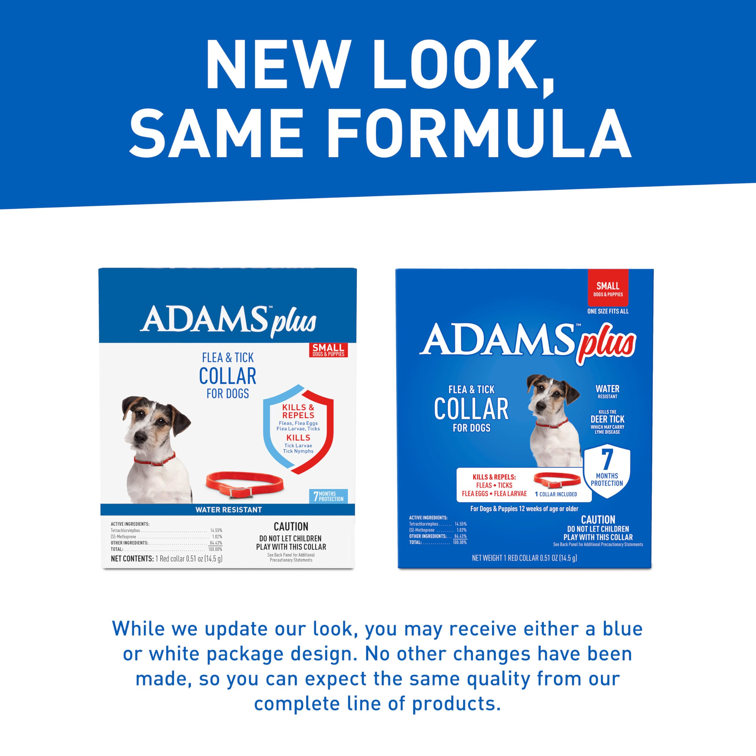 Adams Plus Flea & Tick Collar For Dogs, 7-Month Protection, Adjustable Collar Fits Small Dogs & Puppies, Kills & Repels Fleas, Flea Eggs, Flea Larvae, And Ticks, Kills Tick Larvae And Tick Nymphs