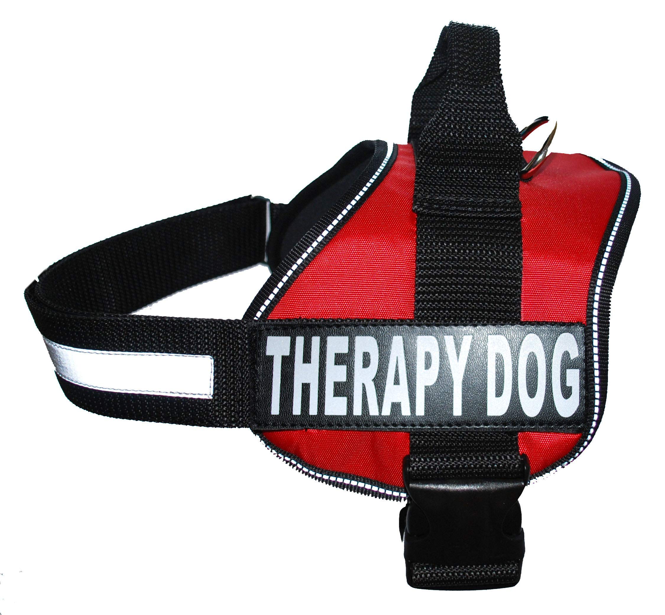 Therapy Dog Harness Service Working Vest Jacket Removable Patches,Purchase Comes With 2 Therapy Dog Reflective Pathces. Please Measure Dog Before Ordering. (Girth 19-25', Red)